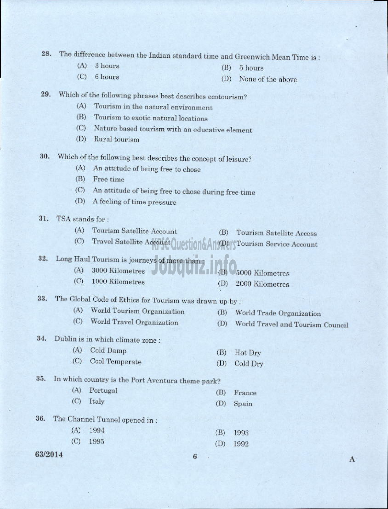 Kerala PSC Question Paper - JUNIOR INSTRUCTOR HOSPITALITY MANAGEMENT INDUSTRIAL TRAINING-4