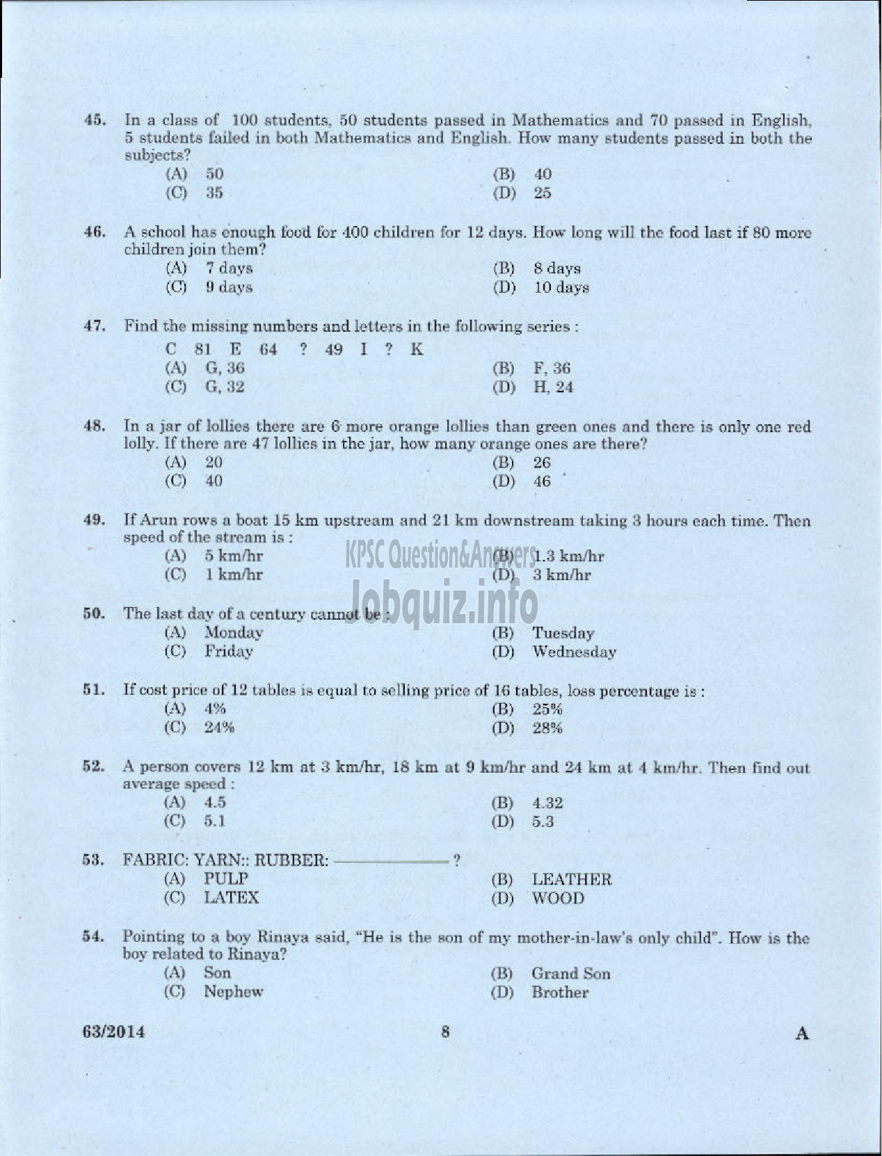 Kerala PSC Question Paper - JUNIOR INSTRUCTOR HOSPITALITY MANAGEMENT INDUSTRIAL TRAINING-6