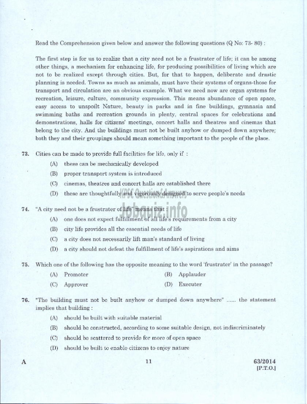 Kerala PSC Question Paper - JUNIOR INSTRUCTOR HOSPITALITY MANAGEMENT INDUSTRIAL TRAINING-9