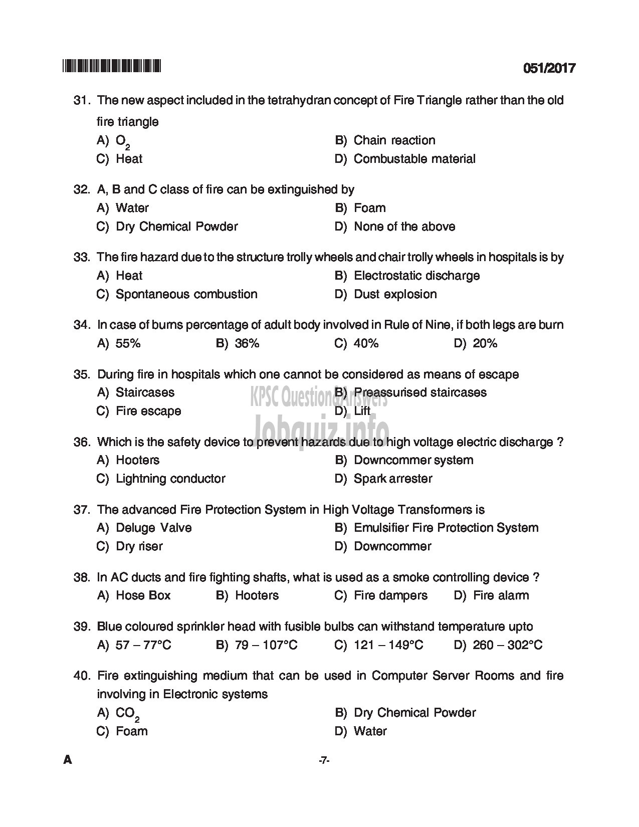 Kerala PSC Question Paper - JUNIOR INSTRUCTOR HOSPITAL HOUSE KEEPING INDUSTRIAL TRAINING DEPARTMENT CAT NO 539/2012 QUESTION PAPER-7