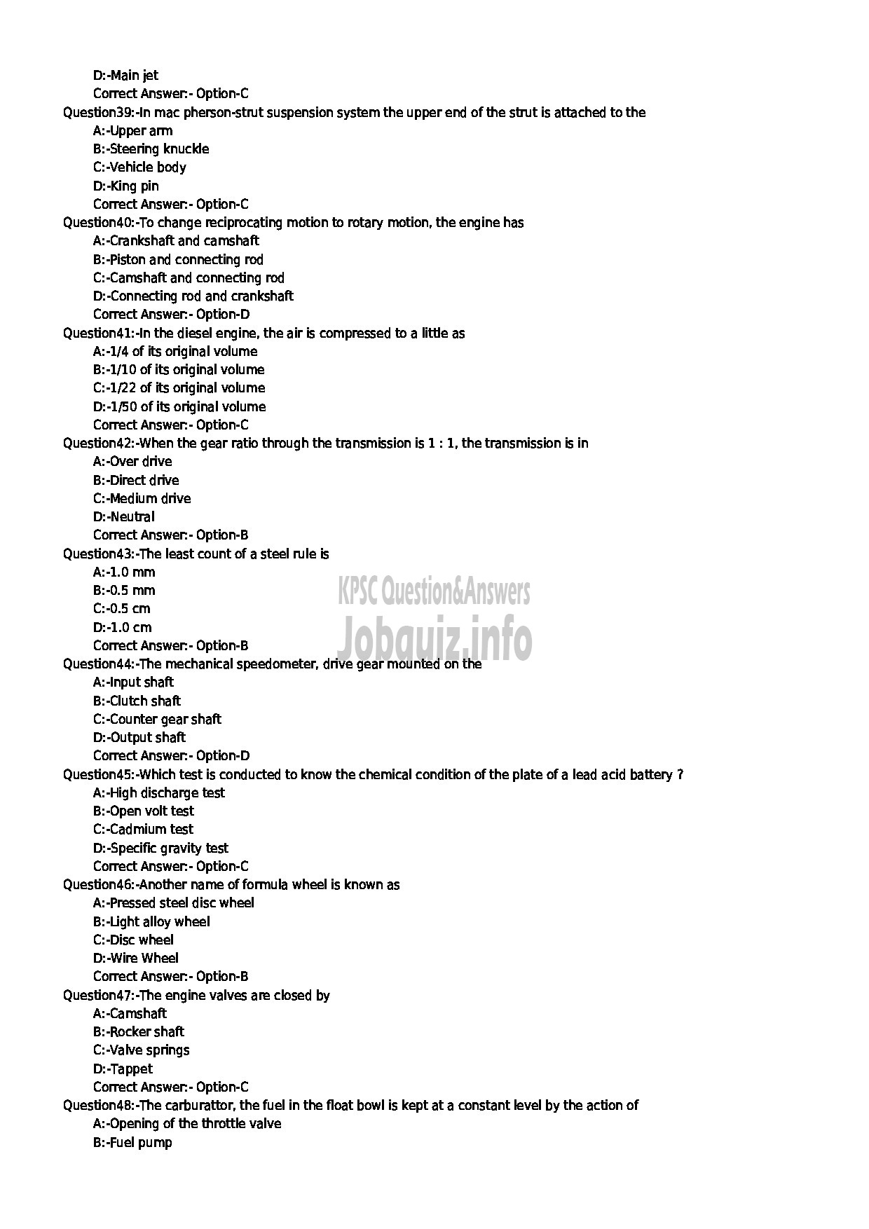 Kerala PSC Question Paper - JUNIOR INSTRUCTOR INDUSTRIAL TRAINING-5