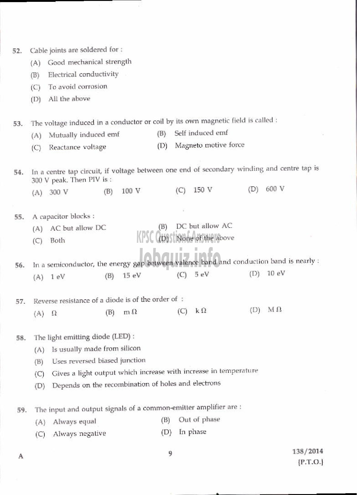 Kerala PSC Question Paper - JUNIOR INSTRUCTOR MECHANIC AUTO ELECTRICAL AND ELECTRONICS INDUSTRIAL TRAINING-7