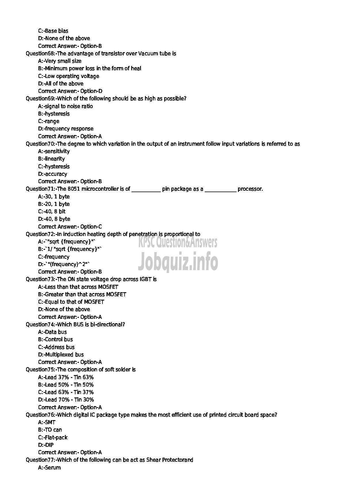 Kerala PSC Question Paper - JUNIOR INSTRUCTOR MECHANIC MEDICAL ELECTRONICS INDUSTRIAL TRAINING-8