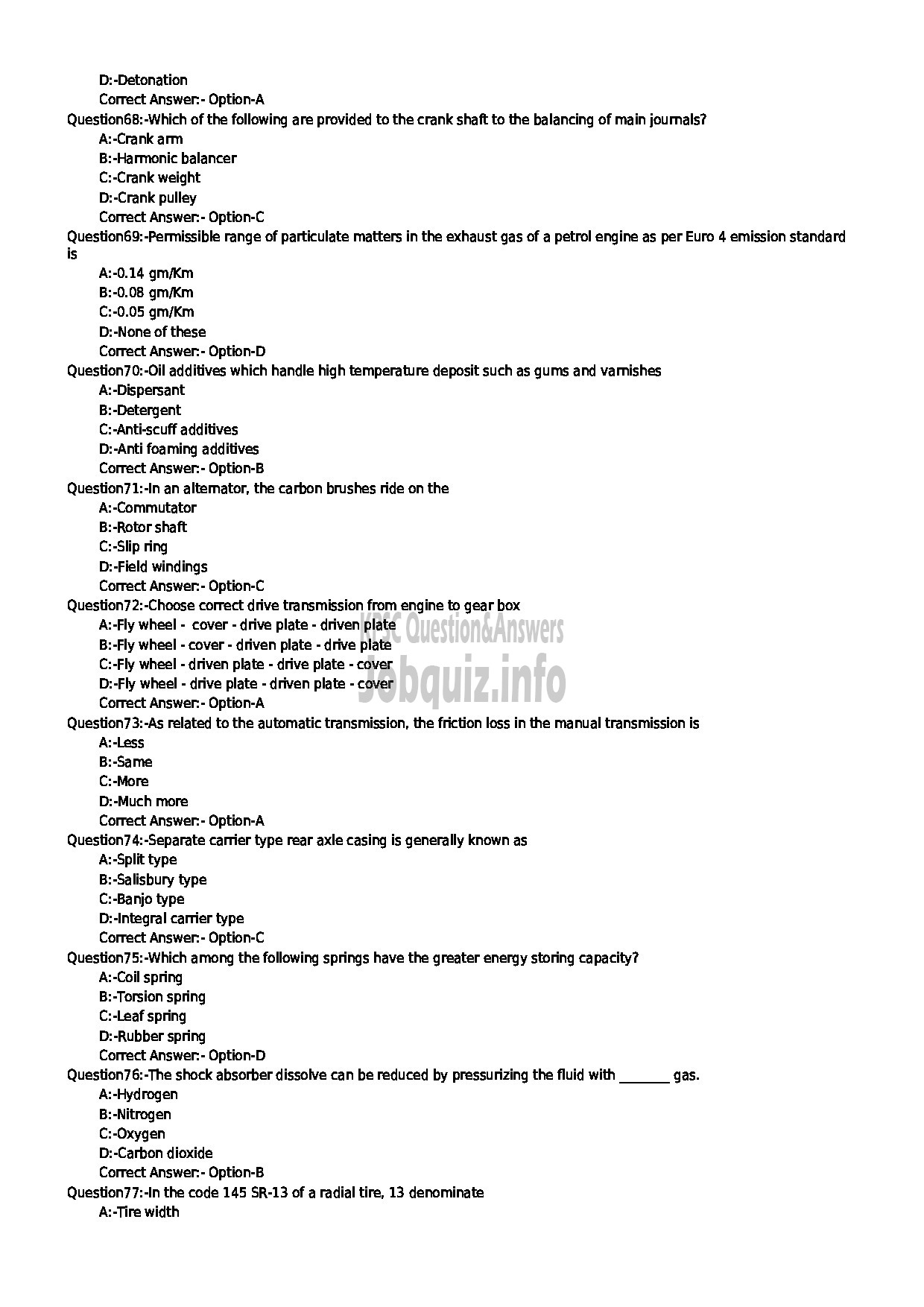 Kerala PSC Question Paper - JUNIOR INSTRUCTOR MECHANIC MOTOR VEHICLE INDUSTRIAL TRAINING DEPT-8