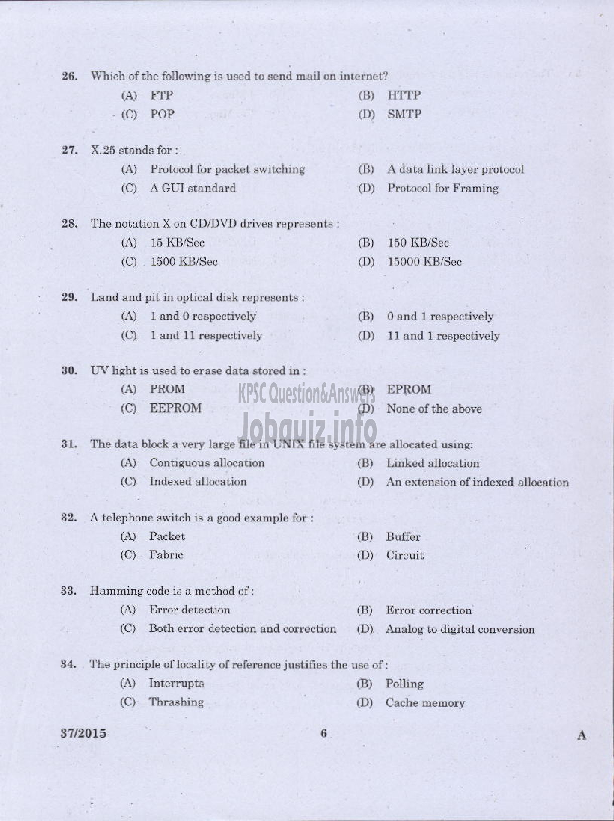 Kerala PSC Question Paper - JUNIOR INSTRUCTOR NETWORK TECHNICIAN INDUSTRIAL TRAINING DEPARTMENT-4