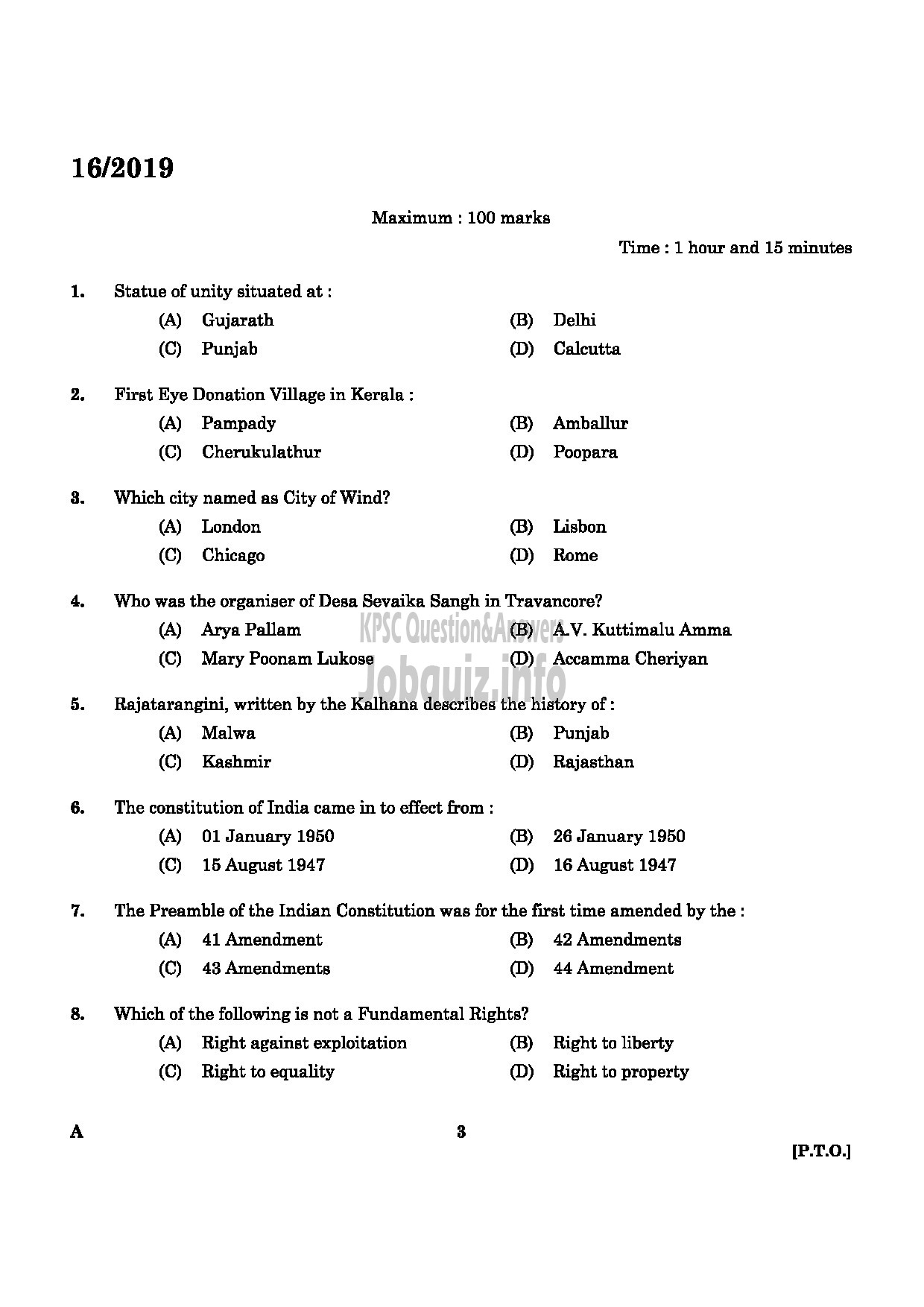 Kerala PSC Question Paper - JUNIOR INSTRUCTOR SOFTWARE TESTING ASSISTANT INDUSTRIAL TRAINING -1