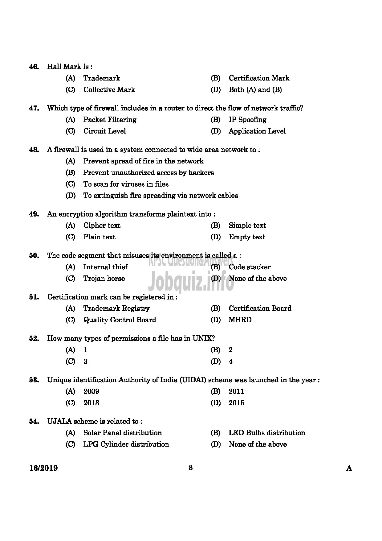 Kerala PSC Question Paper - JUNIOR INSTRUCTOR SOFTWARE TESTING ASSISTANT INDUSTRIAL TRAINING -6