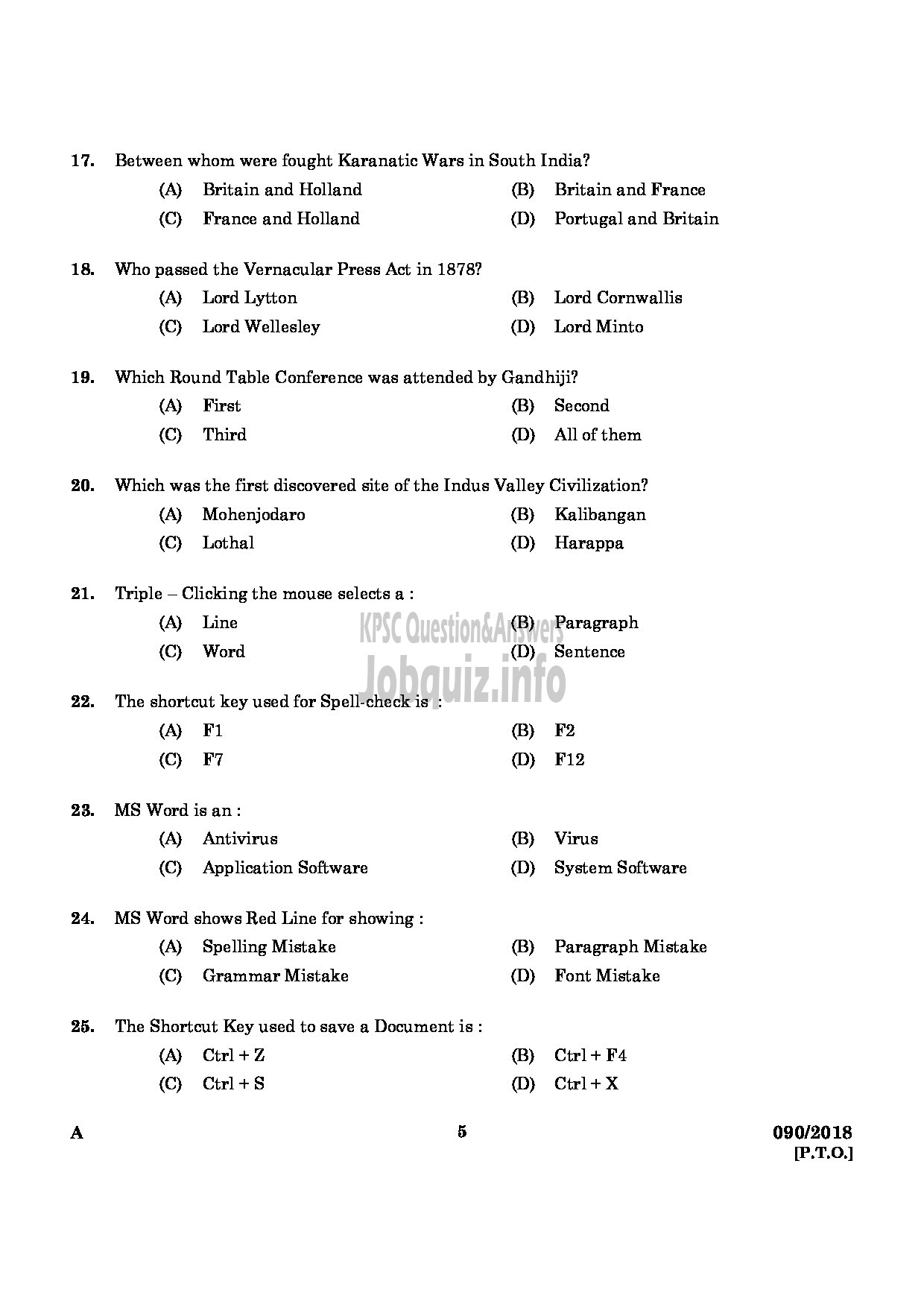 Kerala PSC Question Paper - JUNIOR INSTRUCTOR STENOGRAPHER AND SECRETARIAL ASSISTANT ENGLISH INDUSTRIAL TRAINING ENGLISH -3