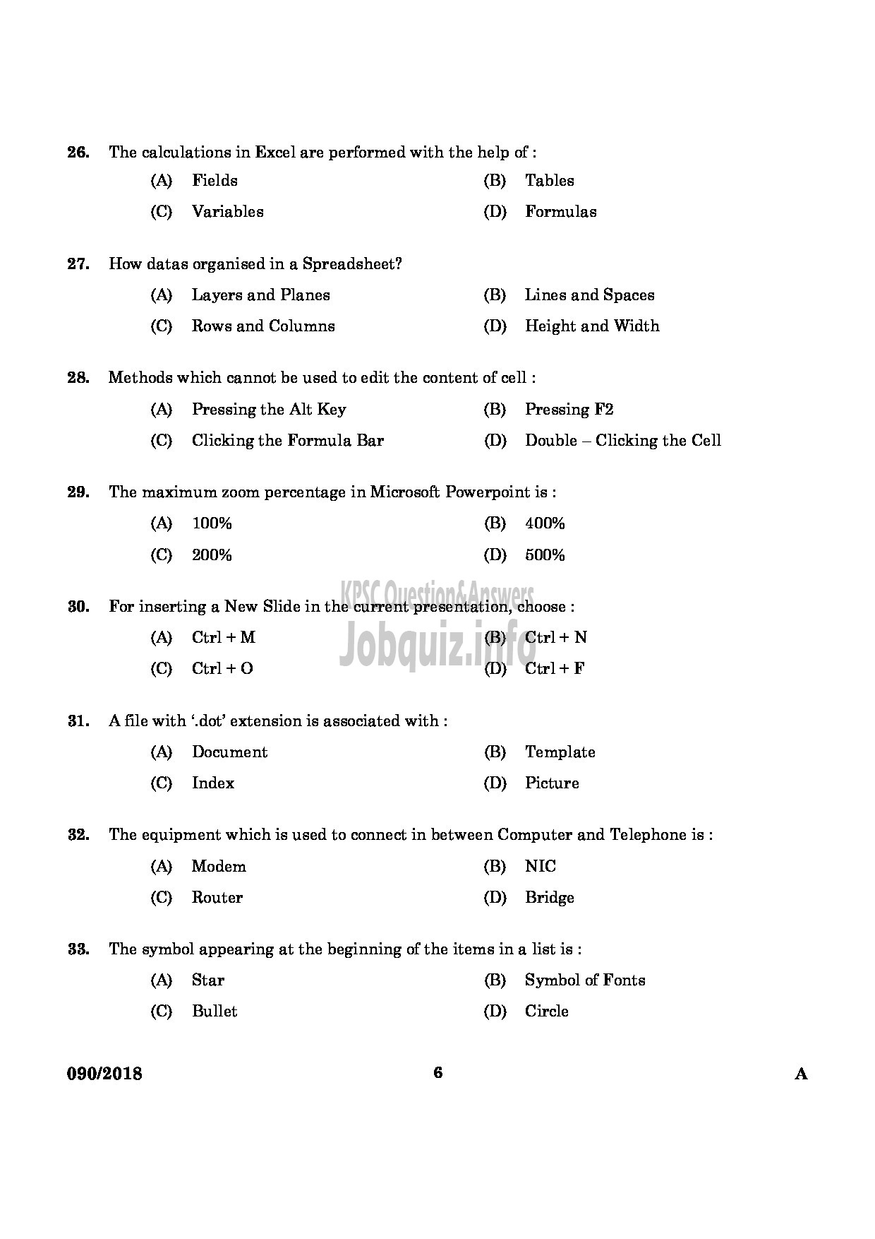 Kerala PSC Question Paper - JUNIOR INSTRUCTOR STENOGRAPHER AND SECRETARIAL ASSISTANT ENGLISH INDUSTRIAL TRAINING ENGLISH -4