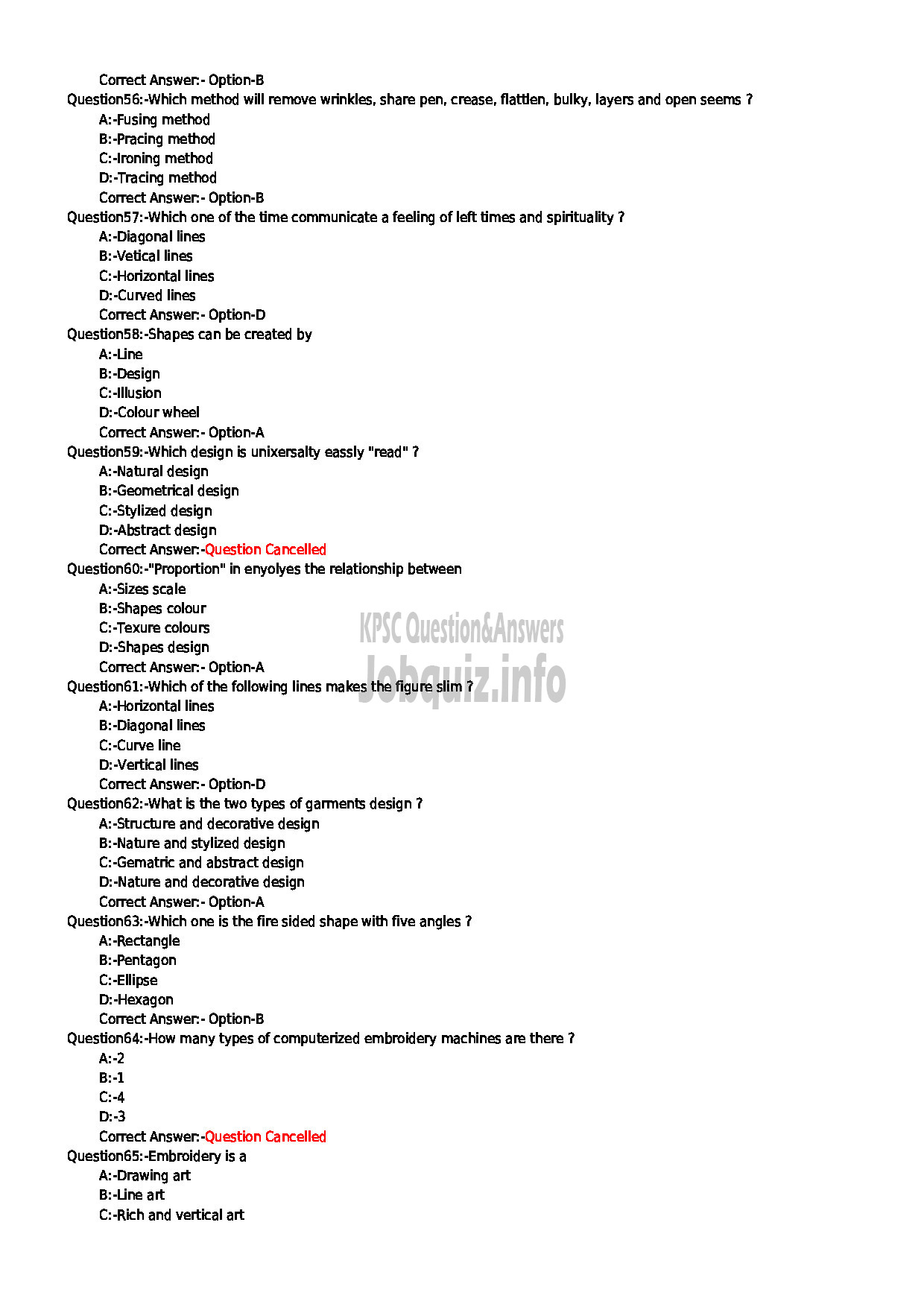 Kerala PSC Question Paper - JUNIOR INSTRUCTOR SURFACE ORNAMENTATION TECHNIQUE INDUSTRIAL TRAINING-7