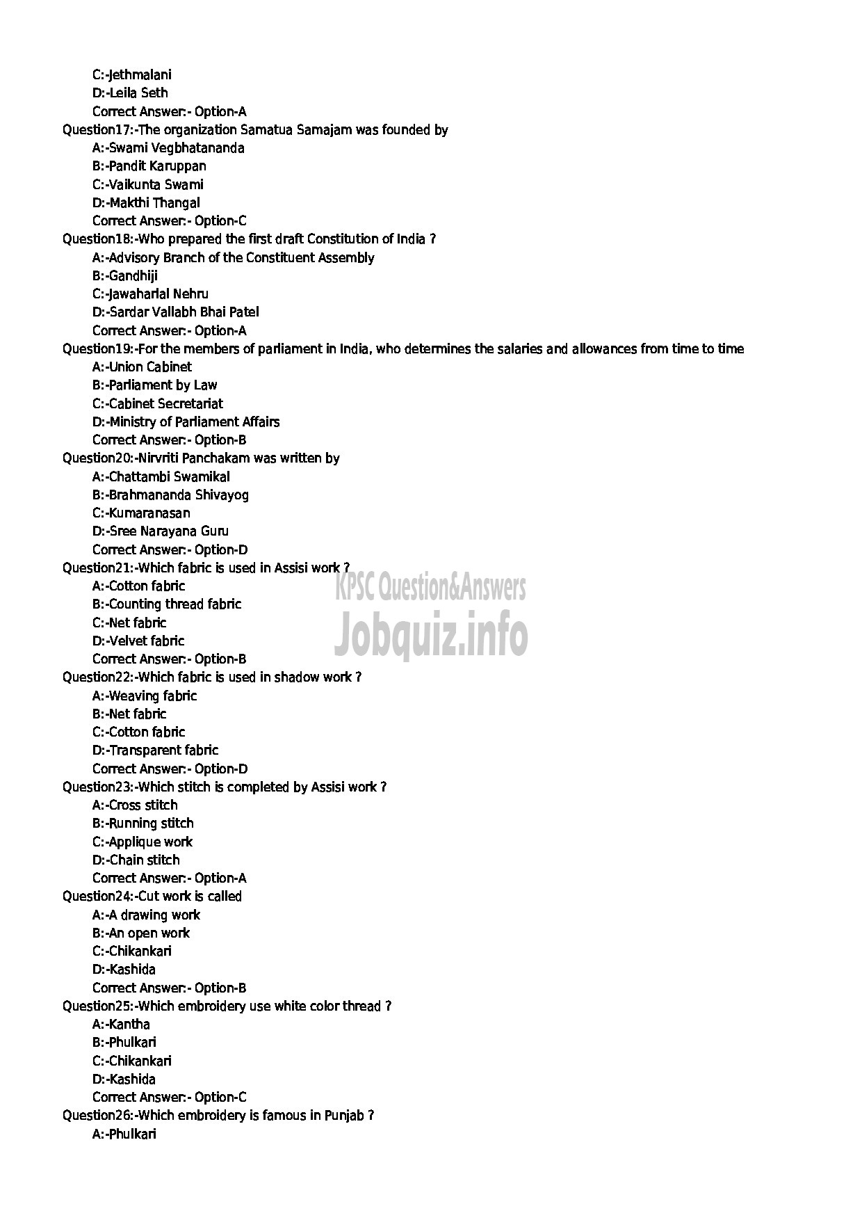 Kerala PSC Question Paper - JUNIOR INSTRUCTOR SURFACE ORNAMENTATION TECHNIQUE INDUSTRIAL TRAINING-3