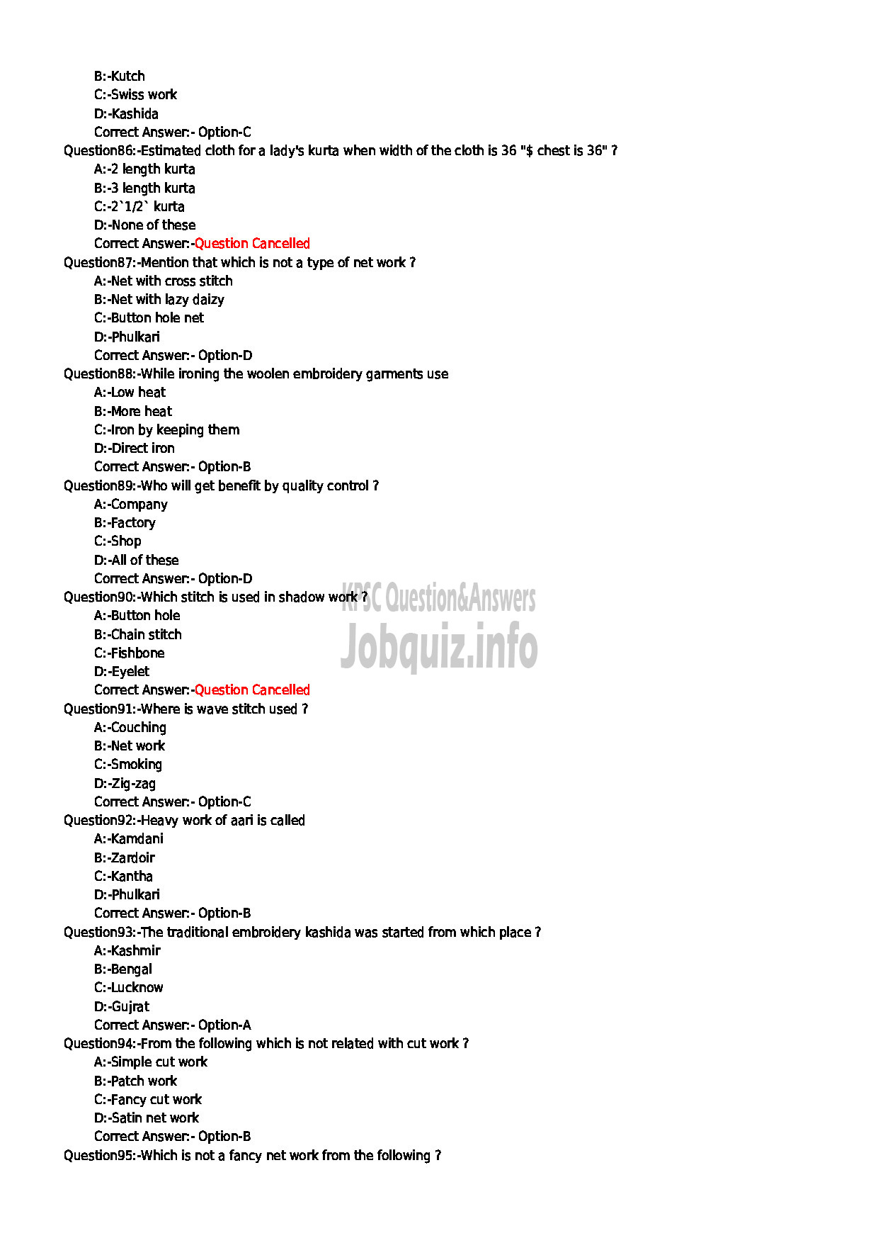 Kerala PSC Question Paper - JUNIOR INSTRUCTOR SURFACE ORNAMENTATION TECHNIQUE INDUSTRIAL TRAINING-10