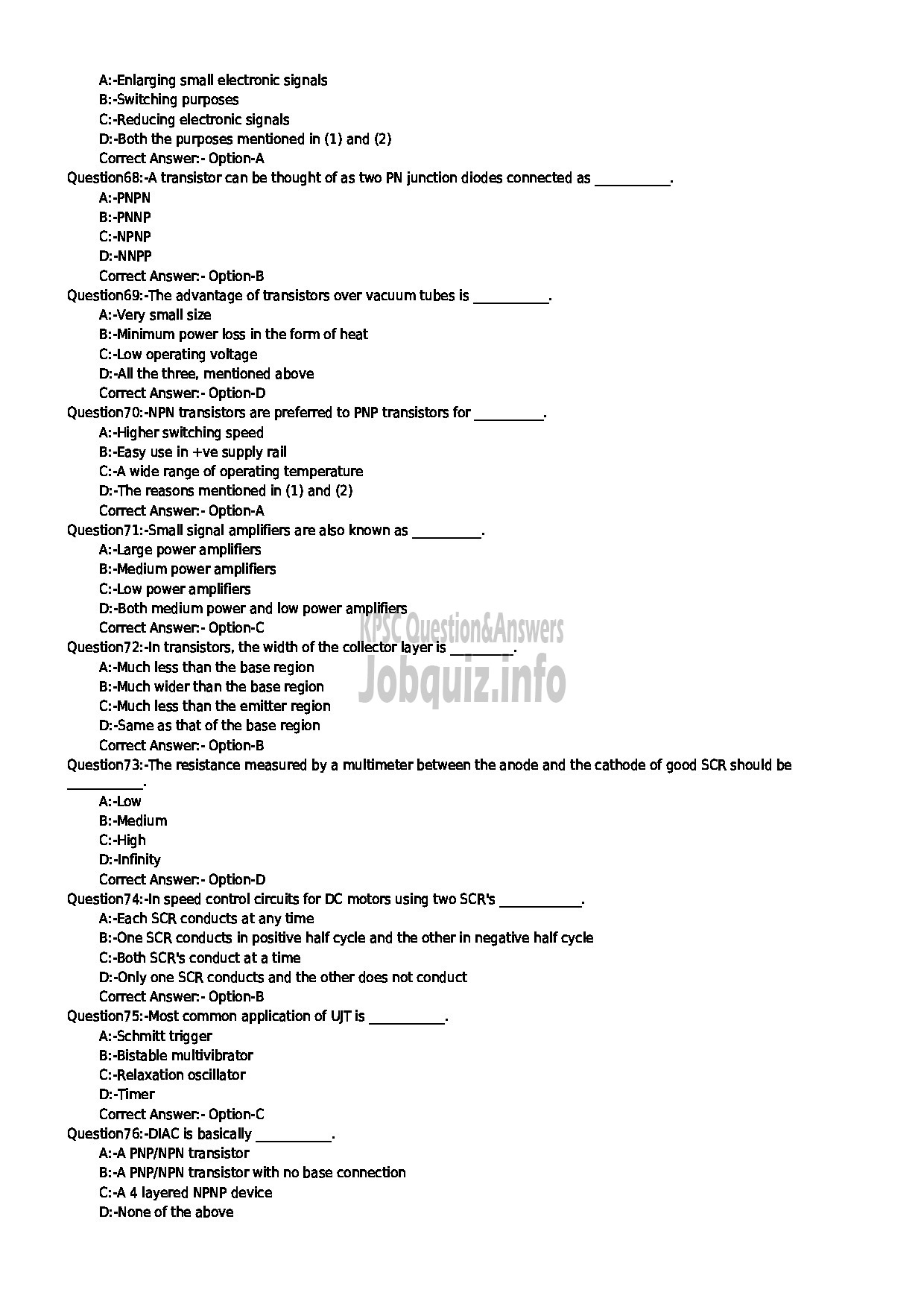 Kerala PSC Question Paper - JUNIOR INSTRUCTOR TECHNICAL POWER ELECTRONICS SYSTEM INDUSTRIAL TRAINING-8