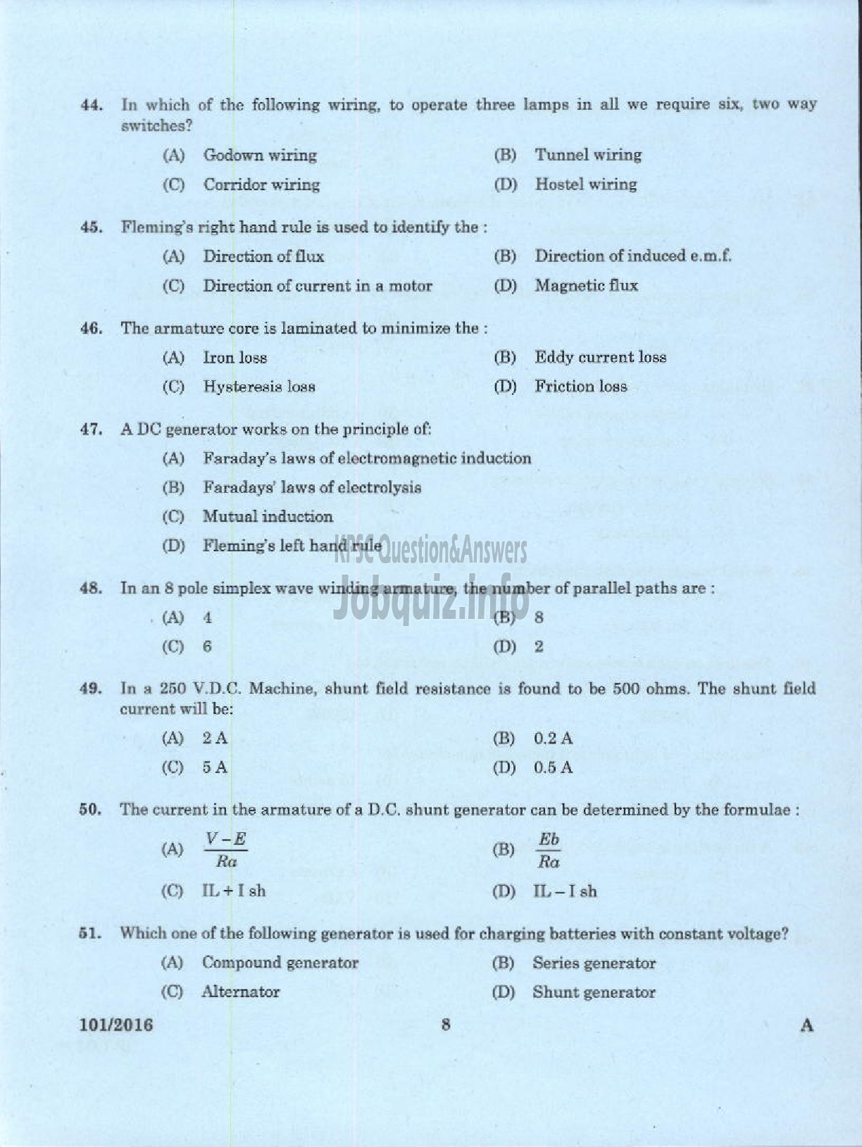 Kerala PSC Question Paper - JUNIOR INSTRUCTOR WIREMAN INDUSTRIAL TRAINING-6