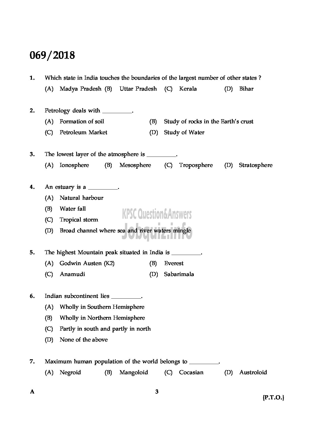 Kerala PSC Question Paper - JUNIOR INSTUCTOR BAKERY AND CONFECTIONARY INDUSTRIAL TRAINING-3