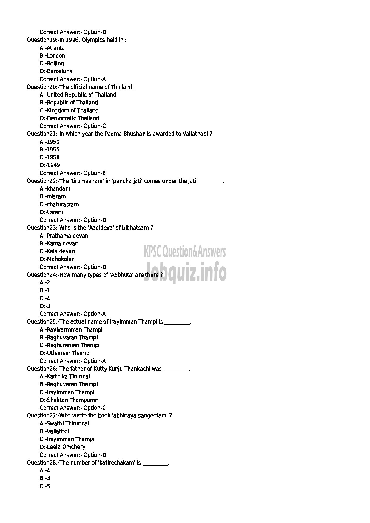 Kerala PSC Question Paper - JUNIOR LECTURER IN MOHINIYATTAM COLLEGIATE EDUCATION-3