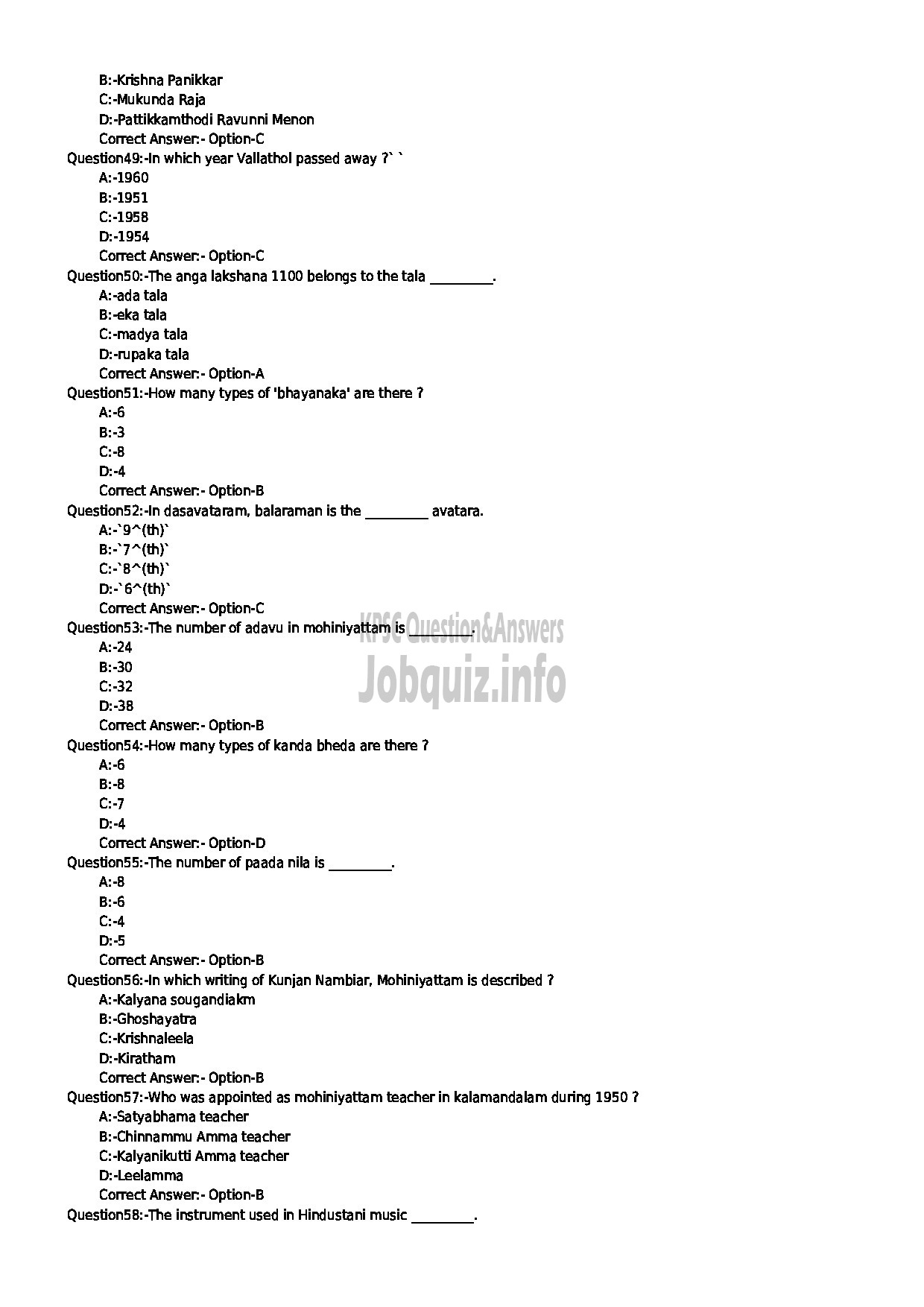 Kerala PSC Question Paper - JUNIOR LECTURER IN MOHINIYATTAM COLLEGIATE EDUCATION-6