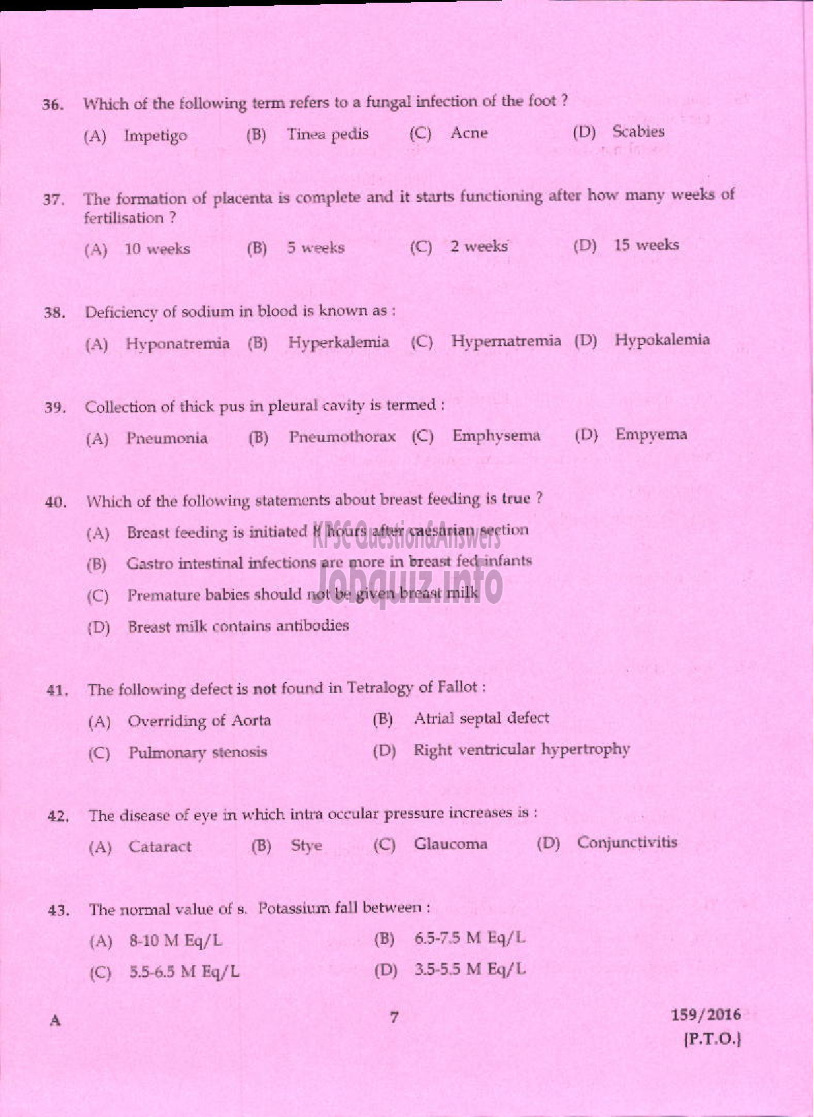 Kerala PSC Question Paper - JUNIOR MALE NURSE KERALA MINERALS AND METALS LTD-5