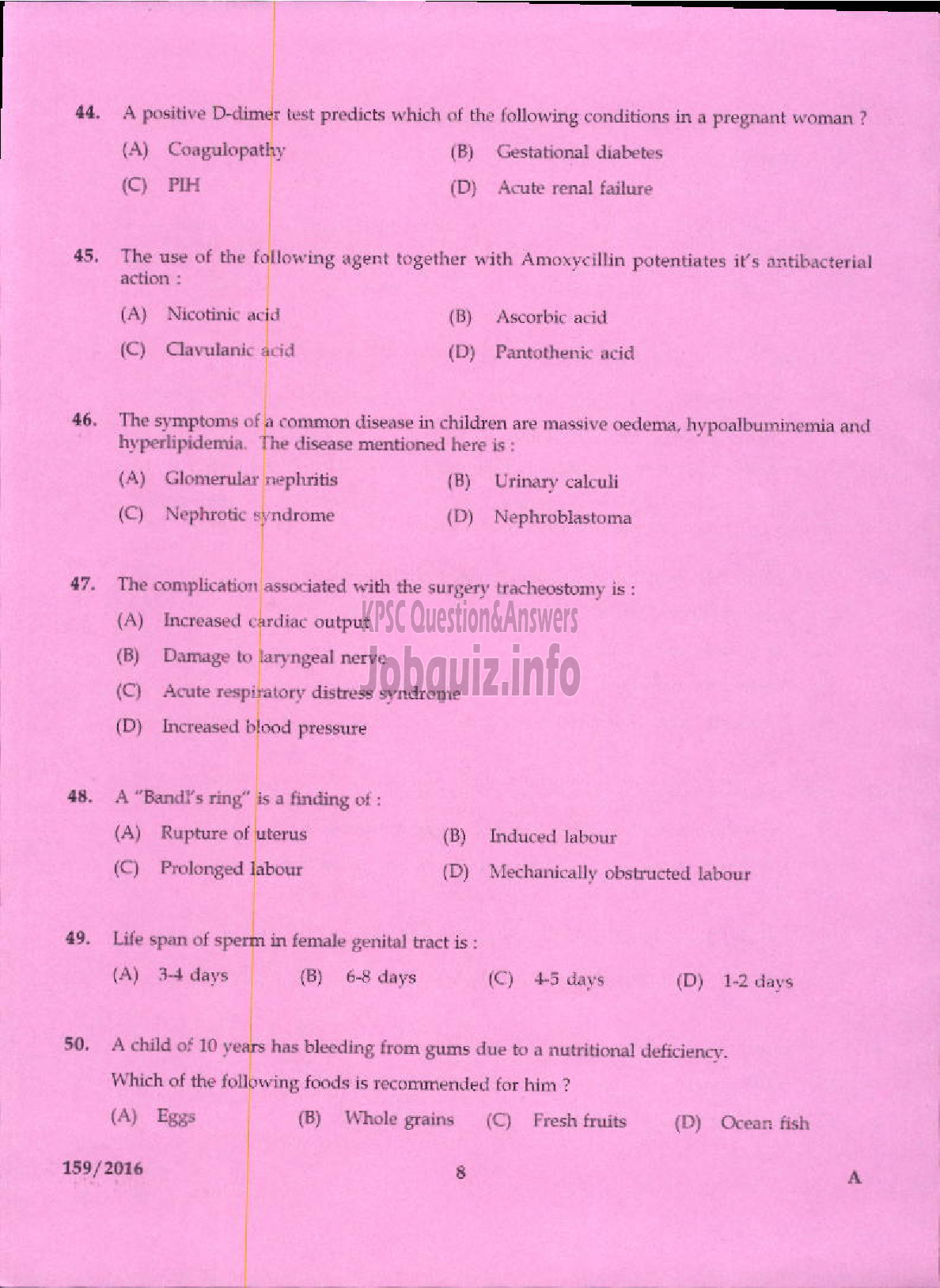 Kerala PSC Question Paper - JUNIOR MALE NURSE KERALA MINERALS AND METALS LTD-6