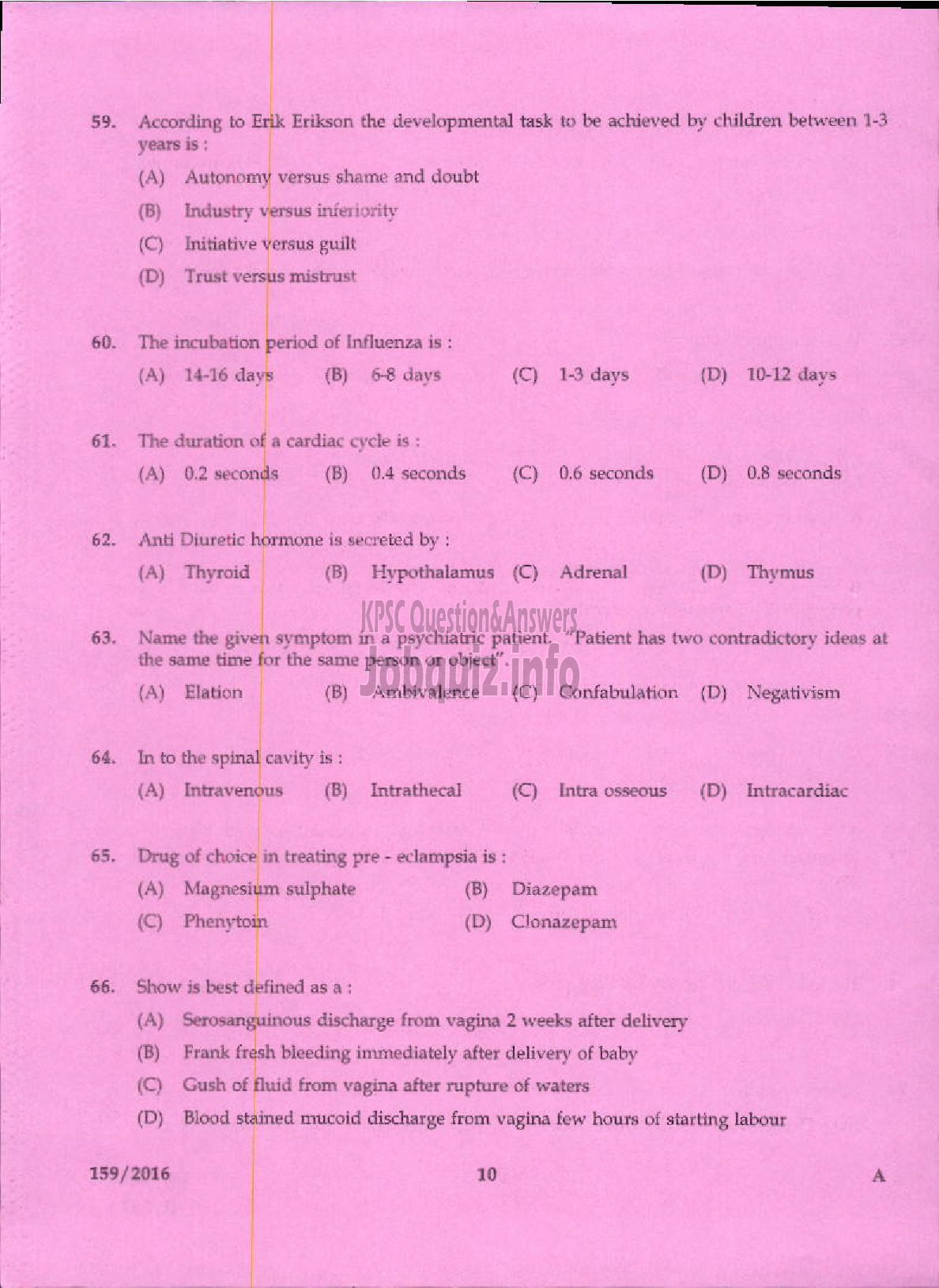 Kerala PSC Question Paper - JUNIOR MALE NURSE KERALA MINERALS AND METALS LTD-8