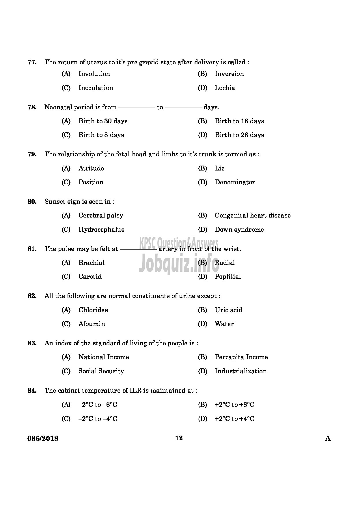 Kerala PSC Question Paper - JUNIOR PUBLIC HEALTH NURSE GR II HEALTH SERVICES / MUNICIPAL COMMON SERVICES ENGLISH -10