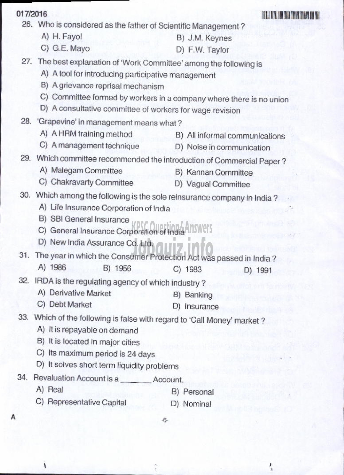 Kerala PSC Question Paper - JUNIOR SUPERINTENDENT P AND A KSCCF LTD-4