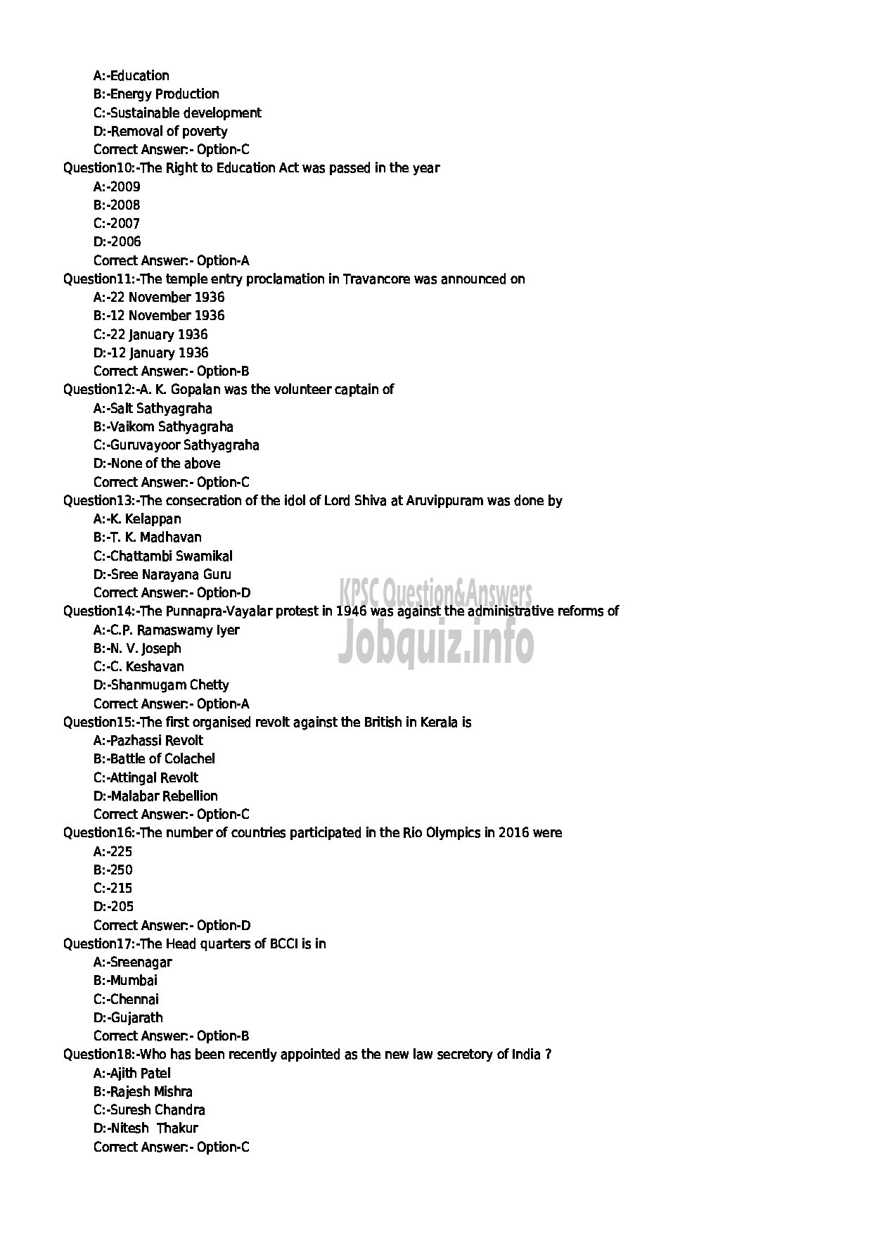 Kerala PSC Question Paper - JUNIUOR INSTRUCTOR HORTICULTURE INDUSTRIAL TRAINING-2