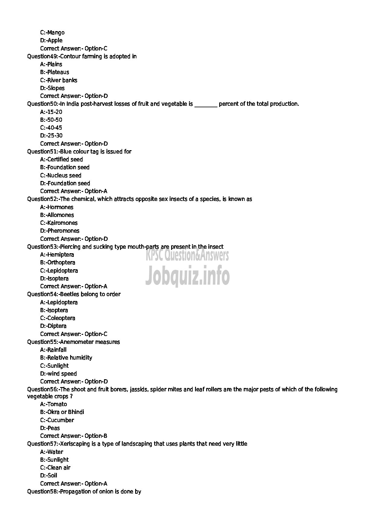 Kerala PSC Question Paper - JUNIUOR INSTRUCTOR HORTICULTURE INDUSTRIAL TRAINING-6