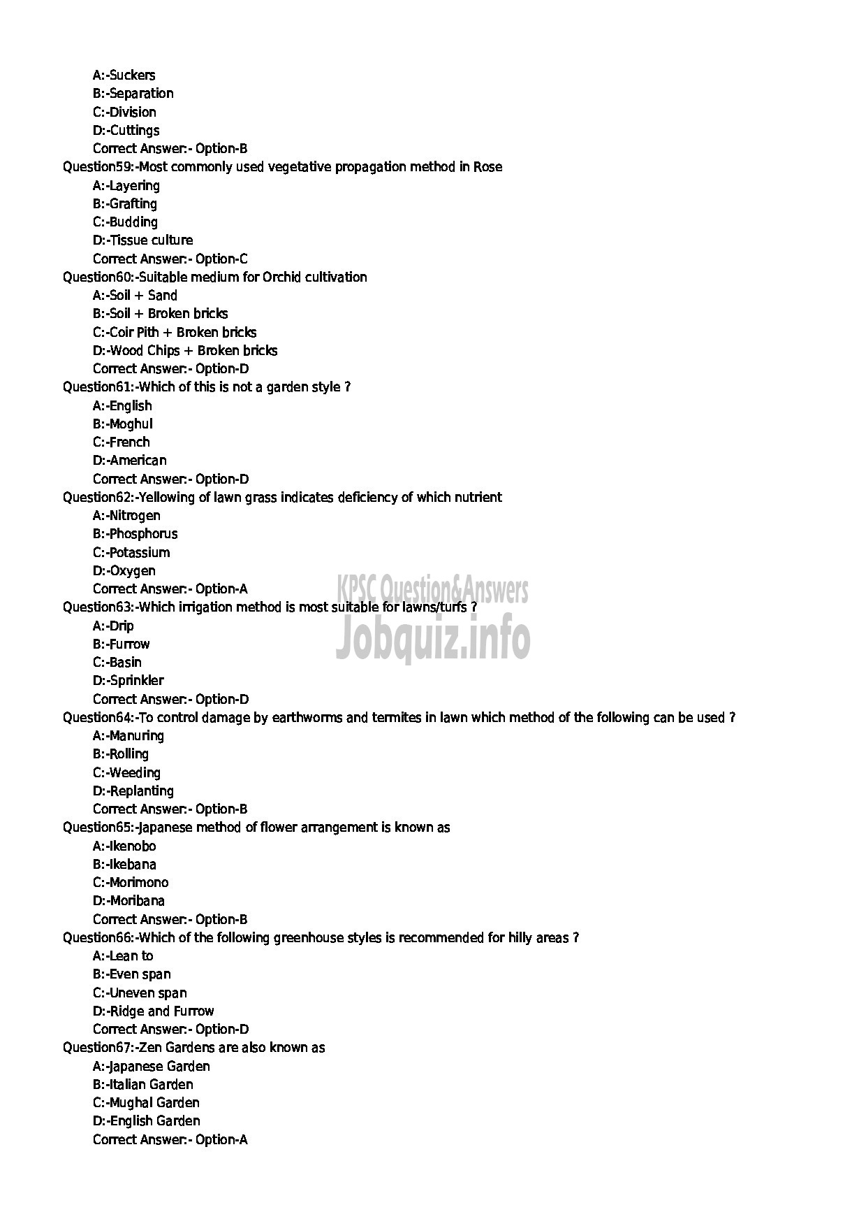 Kerala PSC Question Paper - JUNIUOR INSTRUCTOR HORTICULTURE INDUSTRIAL TRAINING-7