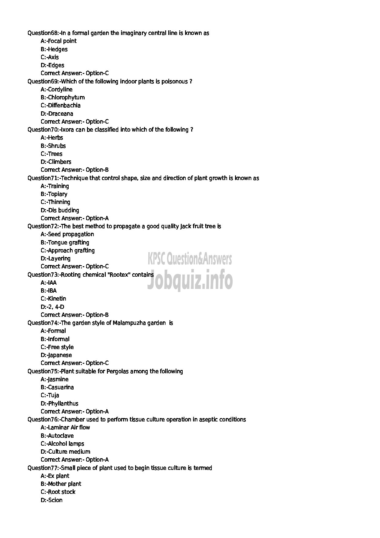 Kerala PSC Question Paper - JUNIUOR INSTRUCTOR HORTICULTURE INDUSTRIAL TRAINING-8