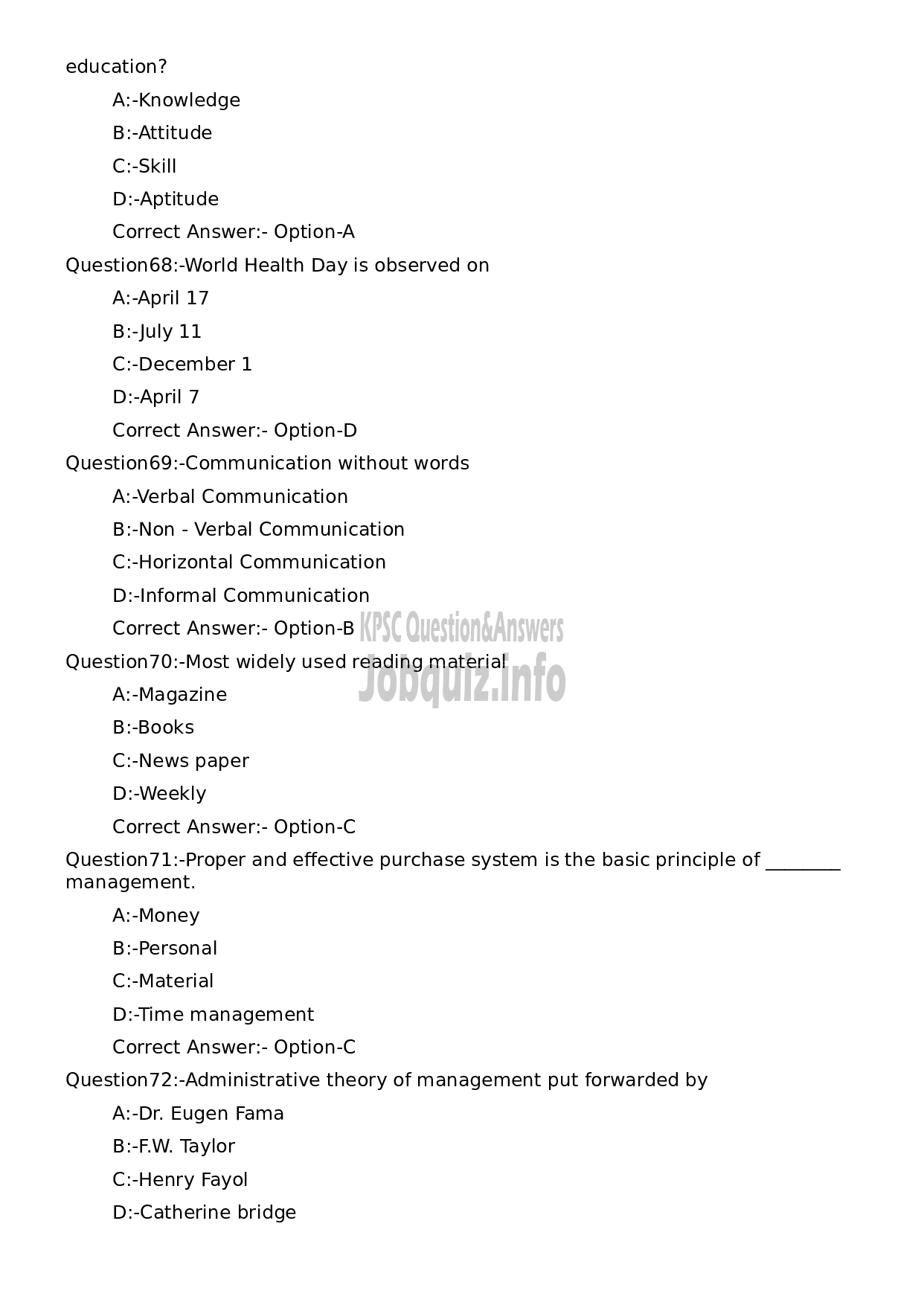 Kerala PSC Question Paper - Junior Health Inspector Grade II-13