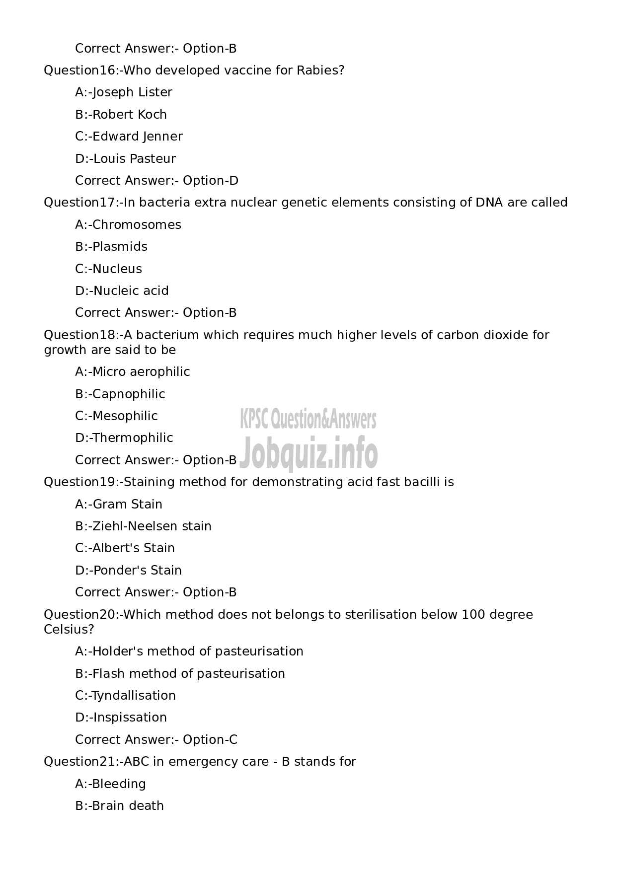 Kerala PSC Question Paper - Junior Health Inspector Grade II-4