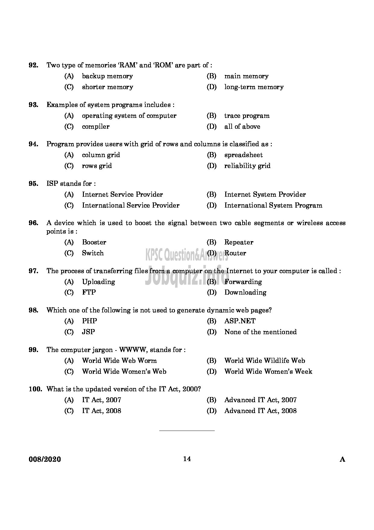 Kerala PSC Question Paper - Junior Inspector Of Co Operative Societies Co Operation-12