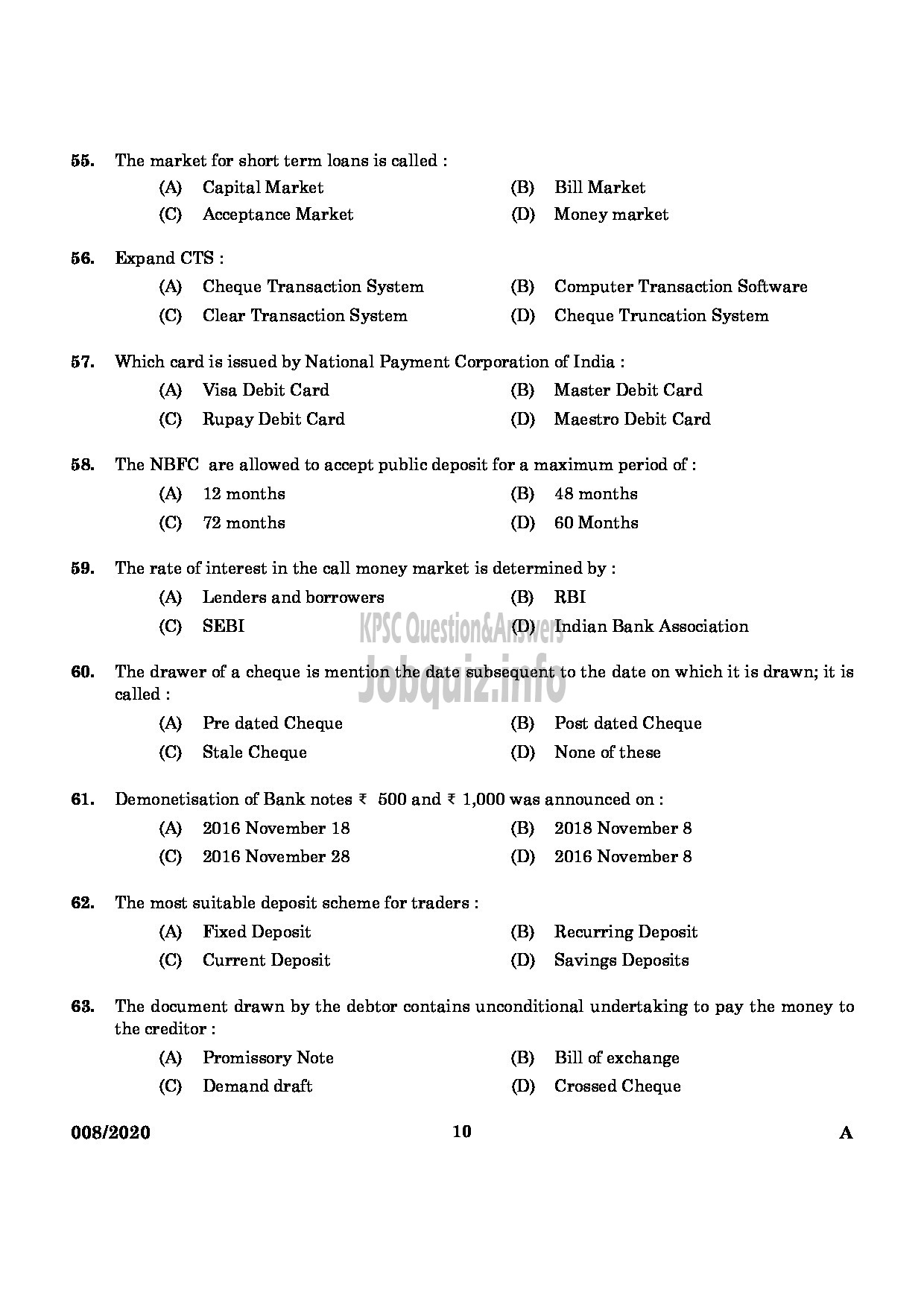 Kerala PSC Question Paper - Junior Inspector Of Co Operative Societies Co Operation ENGLISH -8