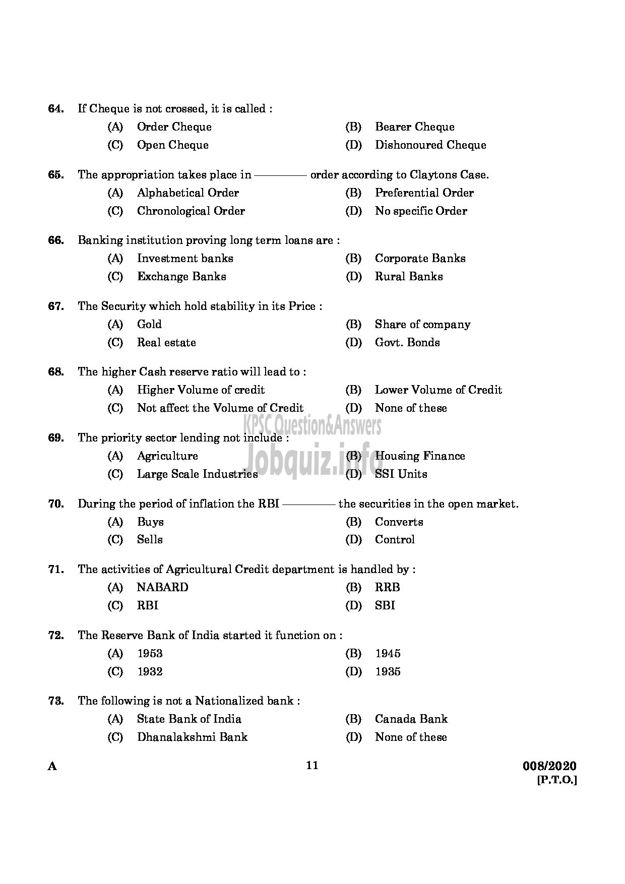 Kerala PSC Question Paper - Junior Inspector Of Co Operative Societies Co Operation ENGLISH -9