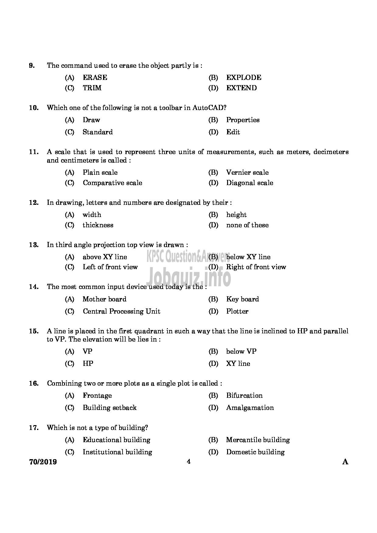 Kerala PSC Question Paper - Junior Instructor (Draftsman Civil) Industrial Training & Engineering Asst GrII English -2