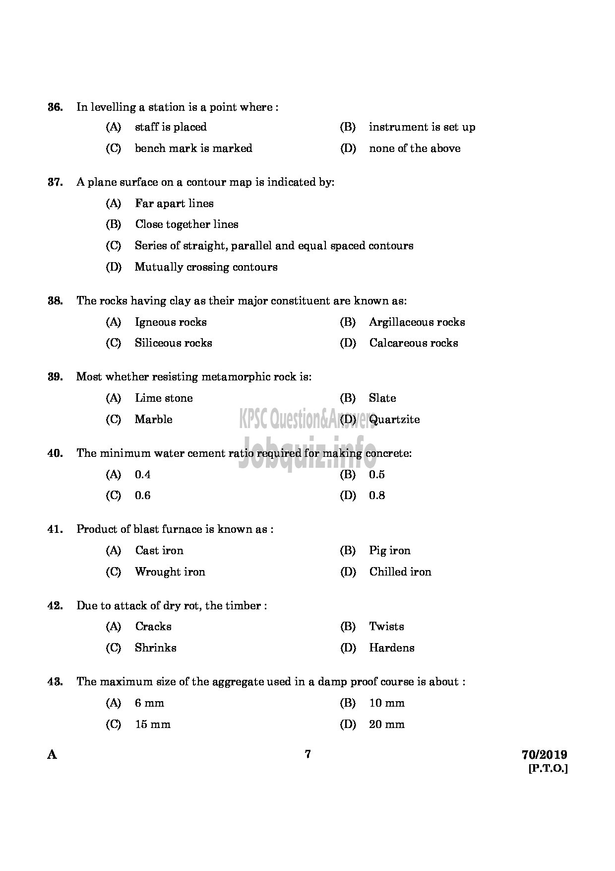 Kerala PSC Question Paper - Junior Instructor (Draftsman Civil) Industrial Training & Engineering Asst GrII English -5
