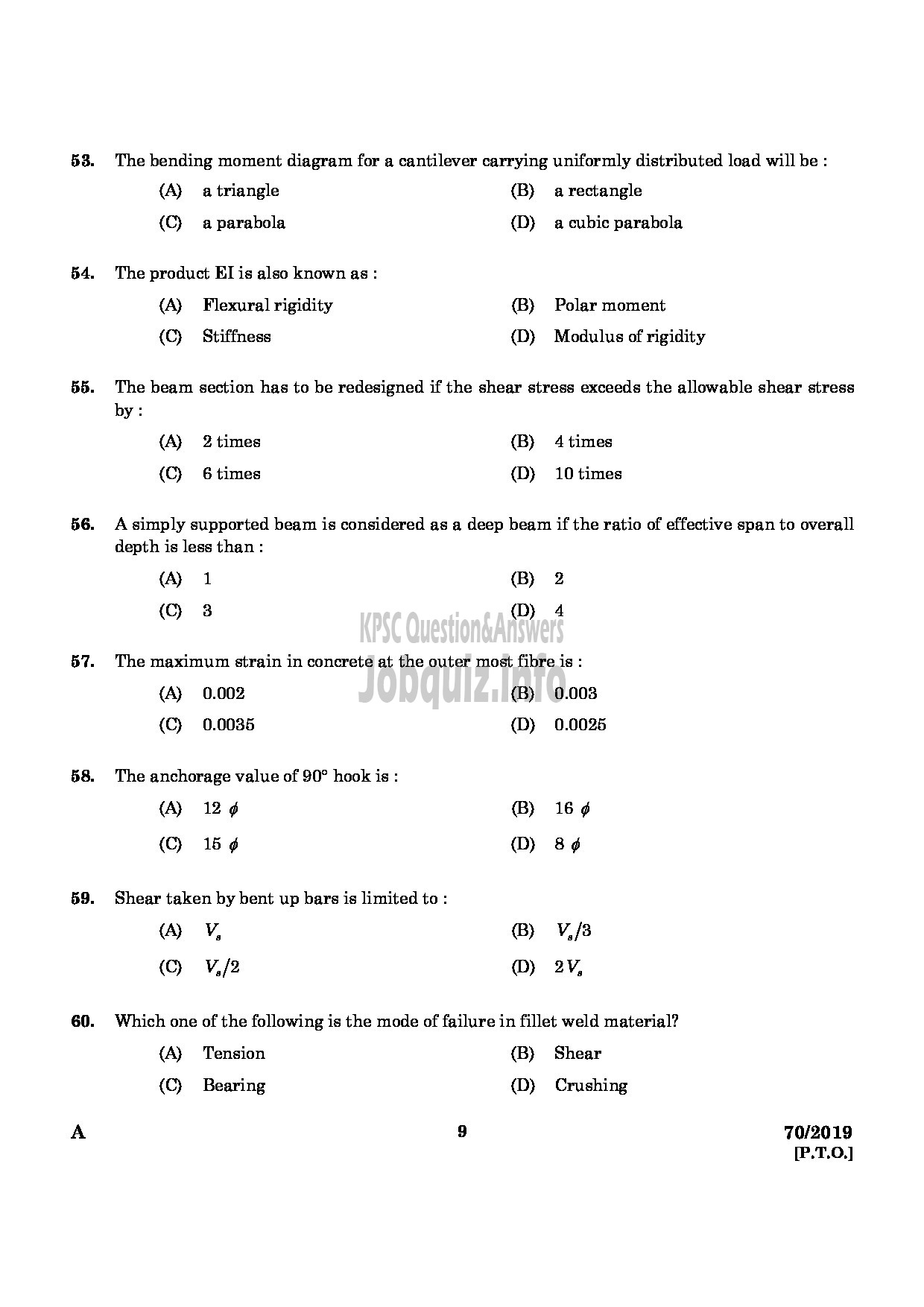 Kerala PSC Question Paper - Junior Instructor (Draftsman Civil) Industrial Training & Engineering Asst GrII English -7