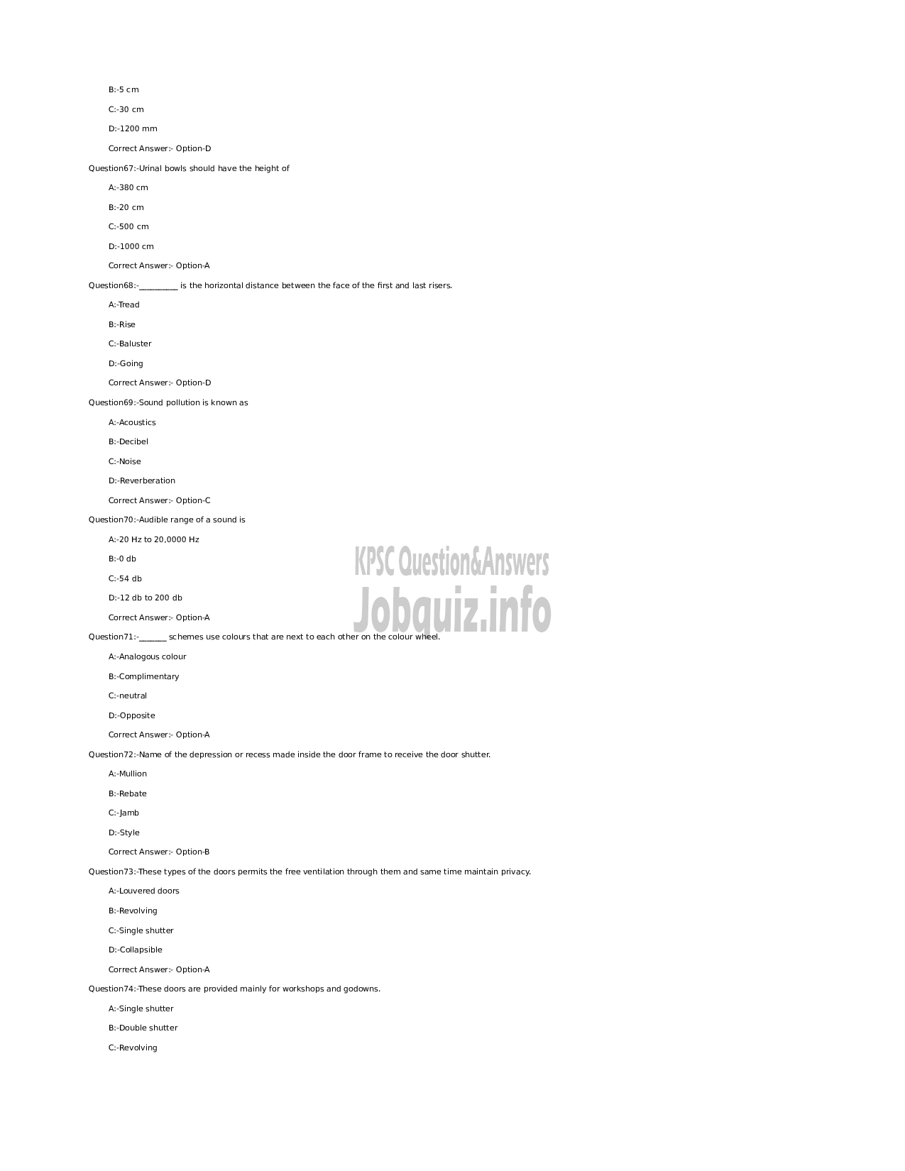 Kerala PSC Question Paper - Junior Instructor (Interior Decoration and Designing) - Industrial Training -9