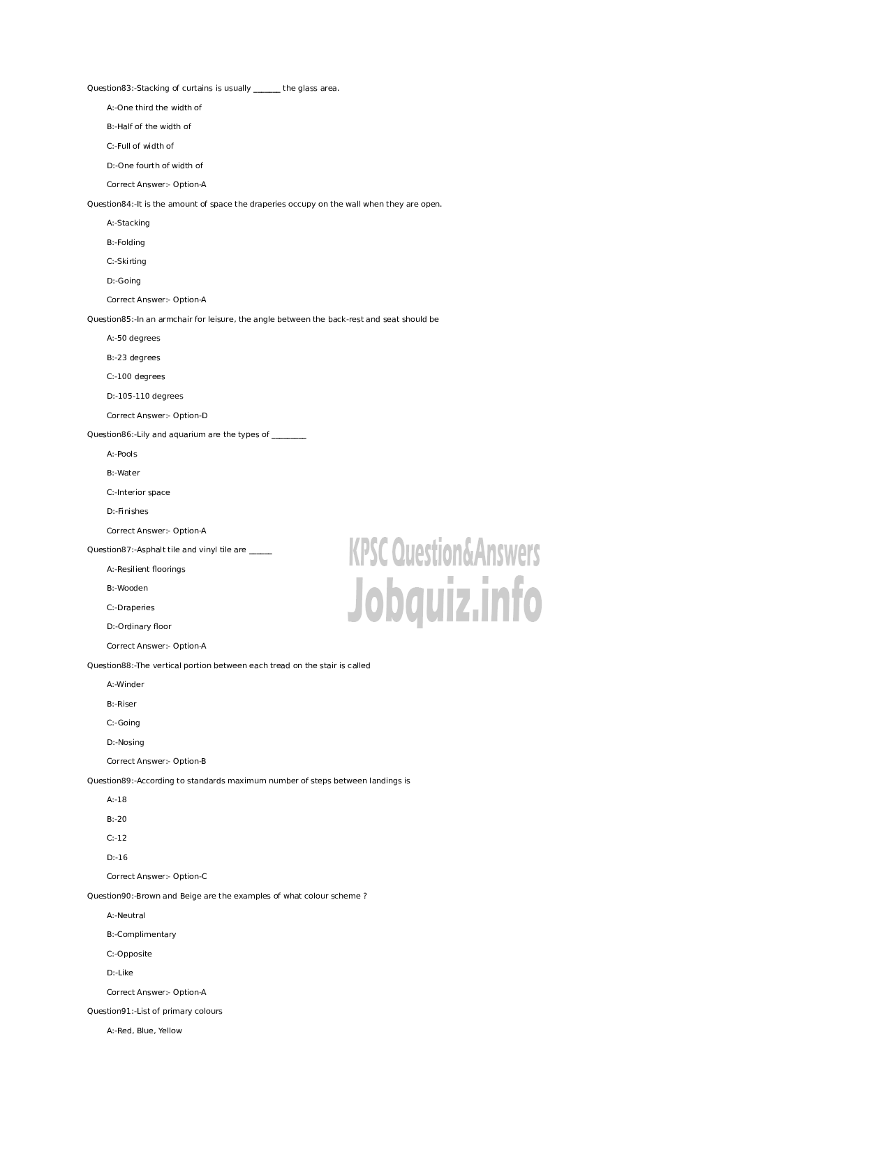 Kerala PSC Question Paper - Junior Instructor (Interior Decoration and Designing)-11