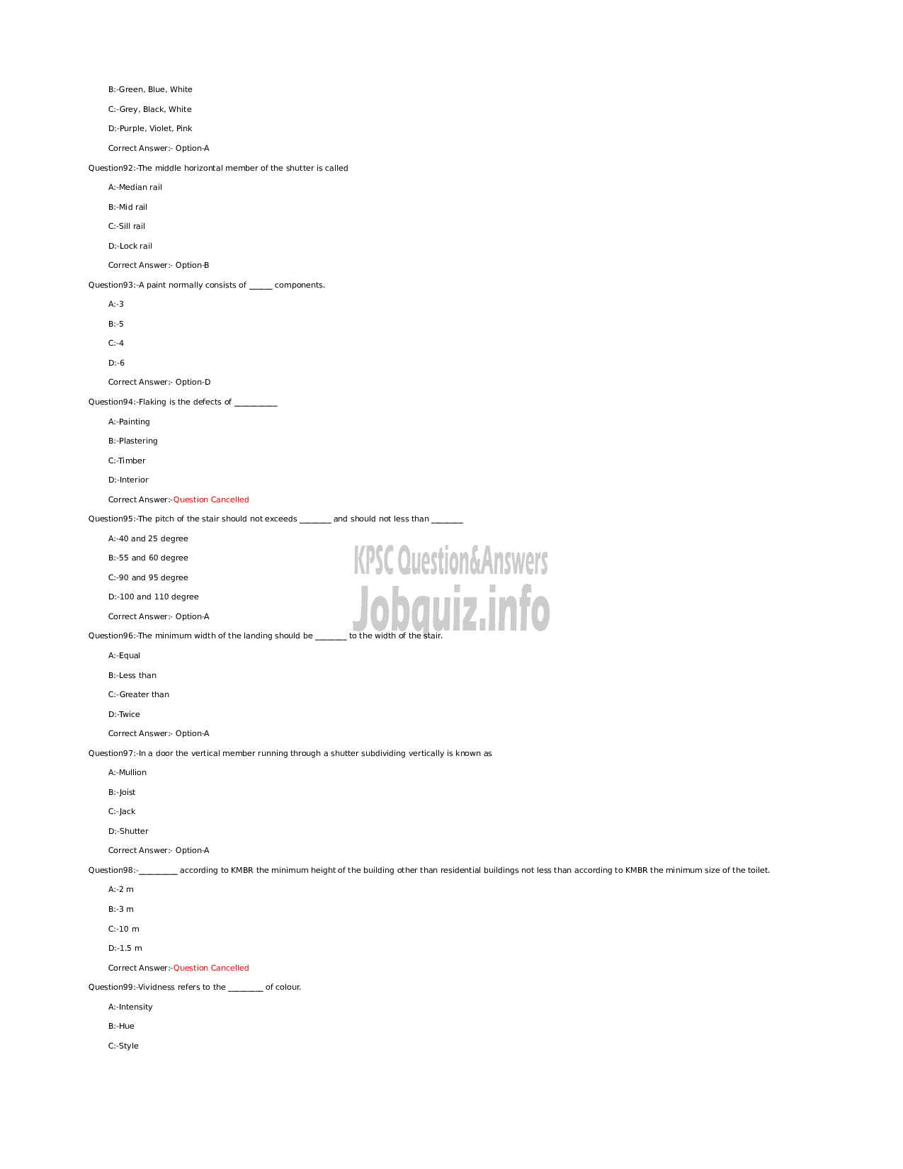 Kerala PSC Question Paper - Junior Instructor (Interior Decoration and Designing)-12