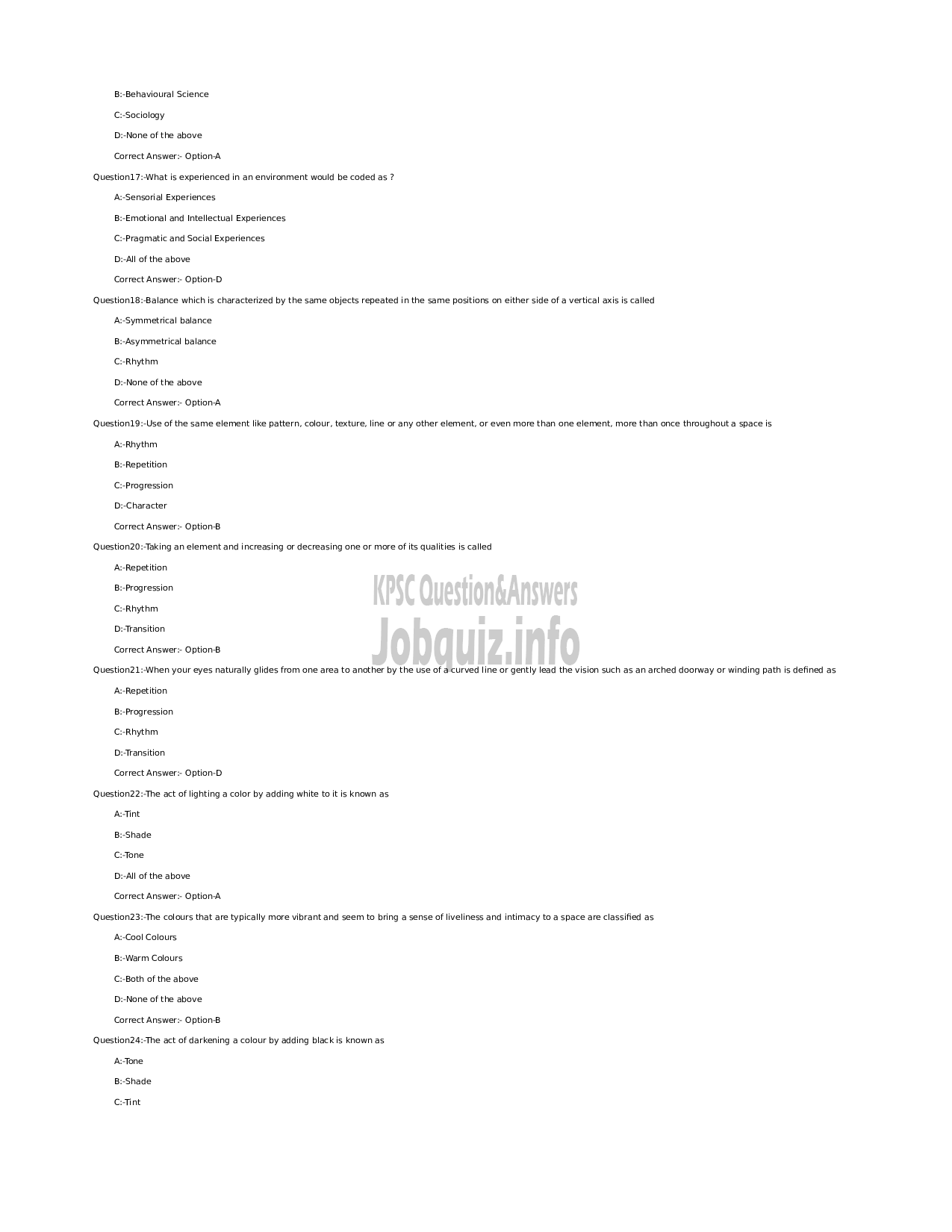 Kerala PSC Question Paper - Junior Instructor (Interior Decoration and Designing)-3