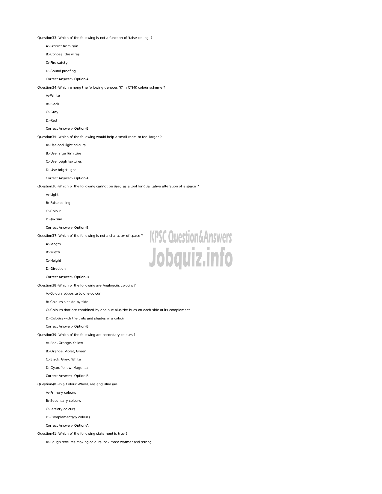 Kerala PSC Question Paper - Junior Instructor (Interior Decoration and Designing)-5