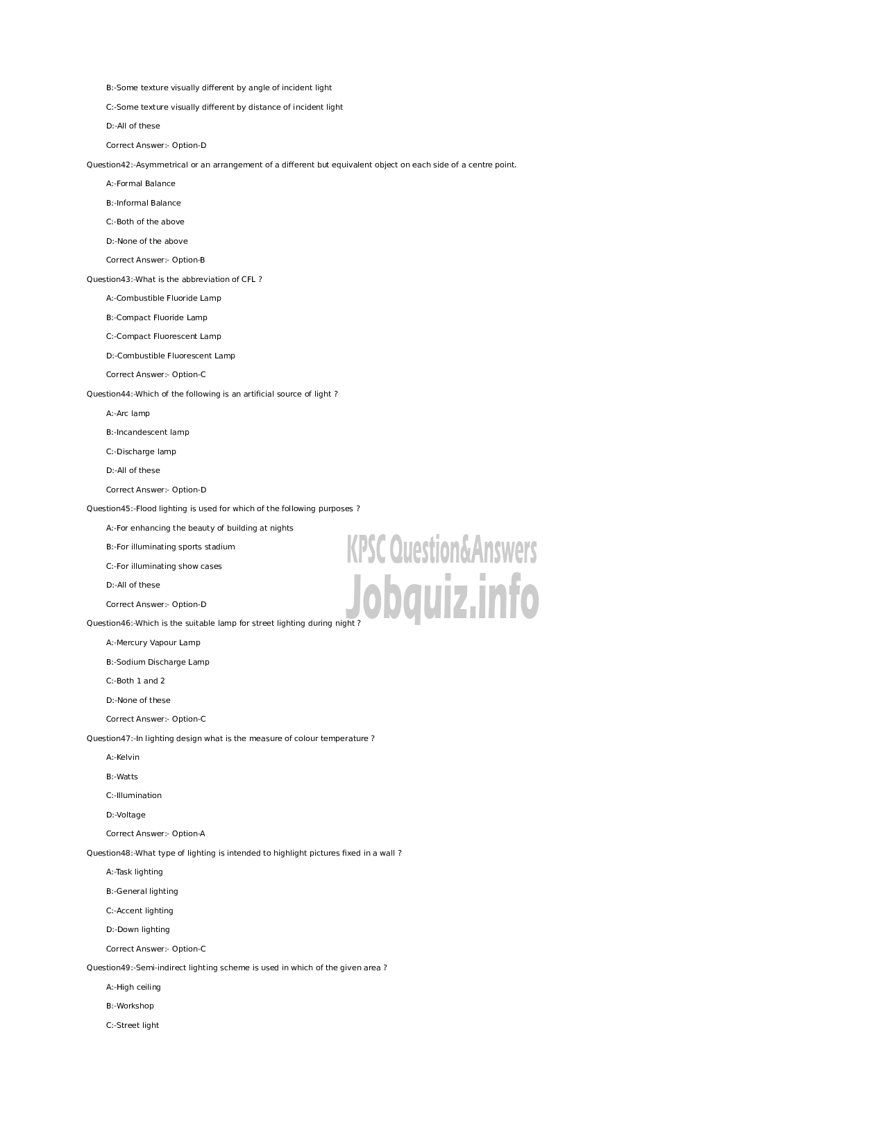 Kerala PSC Question Paper - Junior Instructor (Interior Decoration and Designing)-6