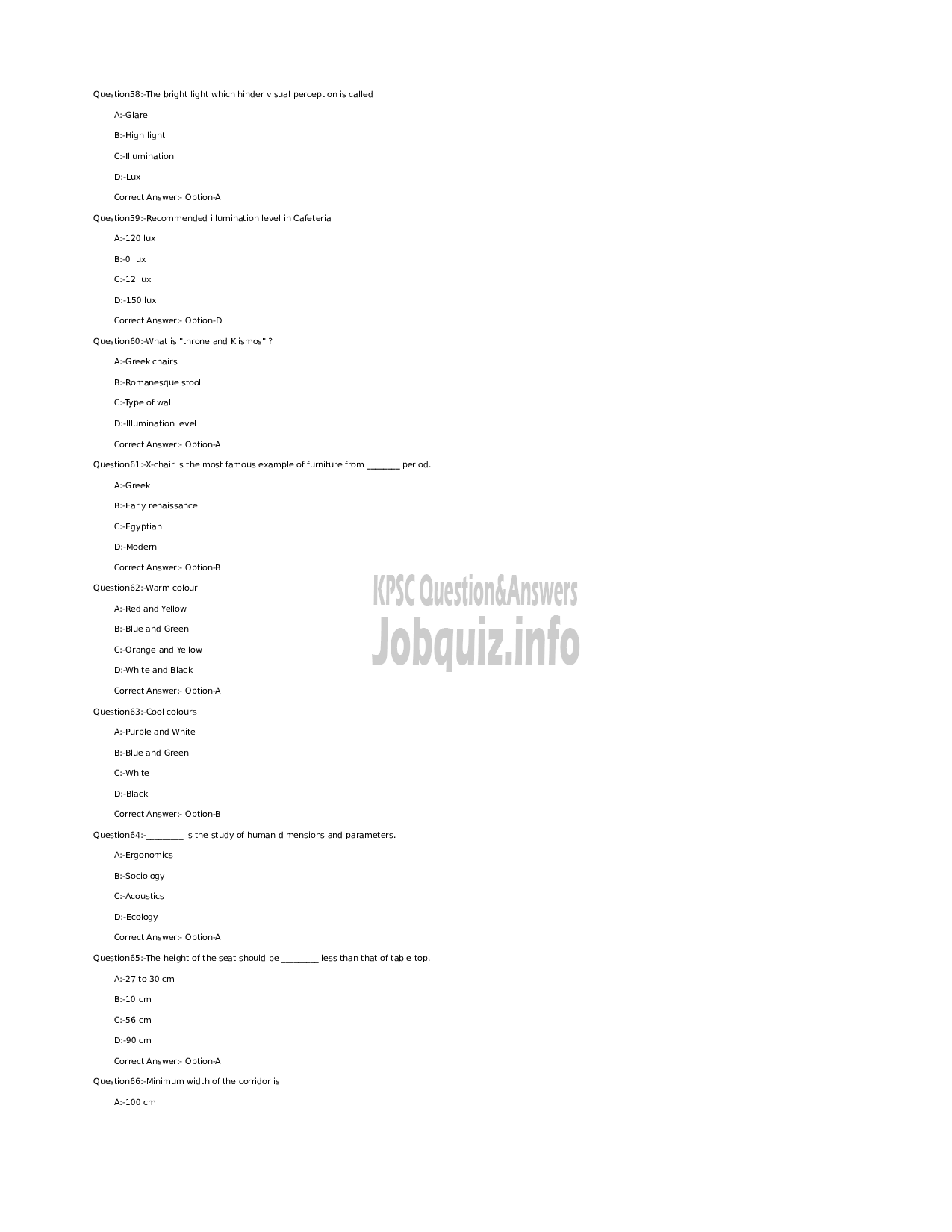 Kerala PSC Question Paper - Junior Instructor (Interior Decoration and Designing)-8