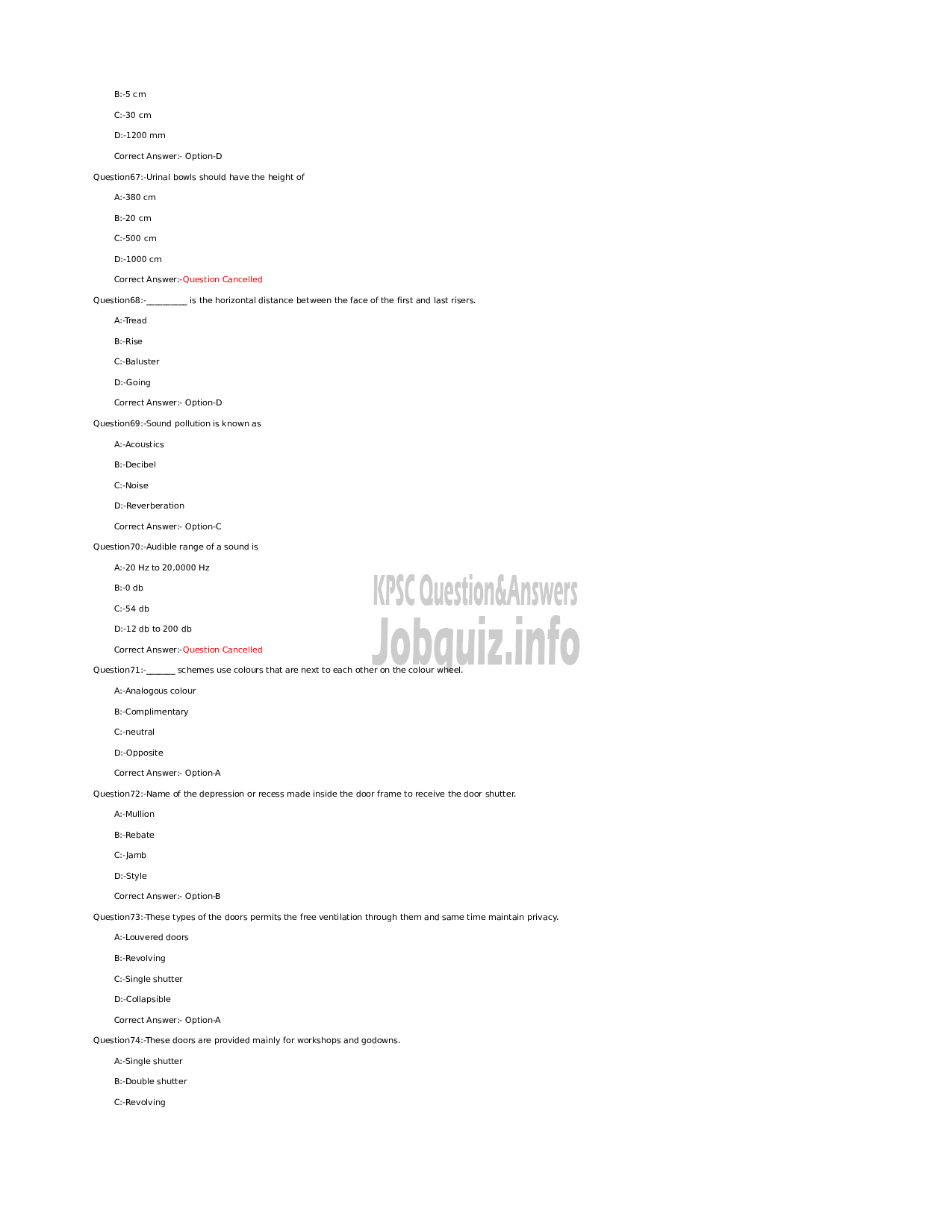 Kerala PSC Question Paper - Junior Instructor (Interior Decoration and Designing)-9