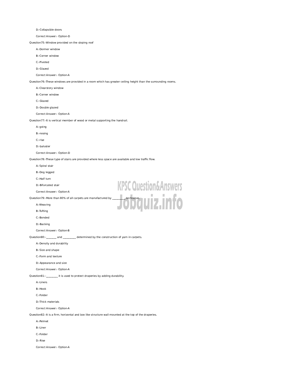 Kerala PSC Question Paper - Junior Instructor (Interior Decoration and Designing)-10