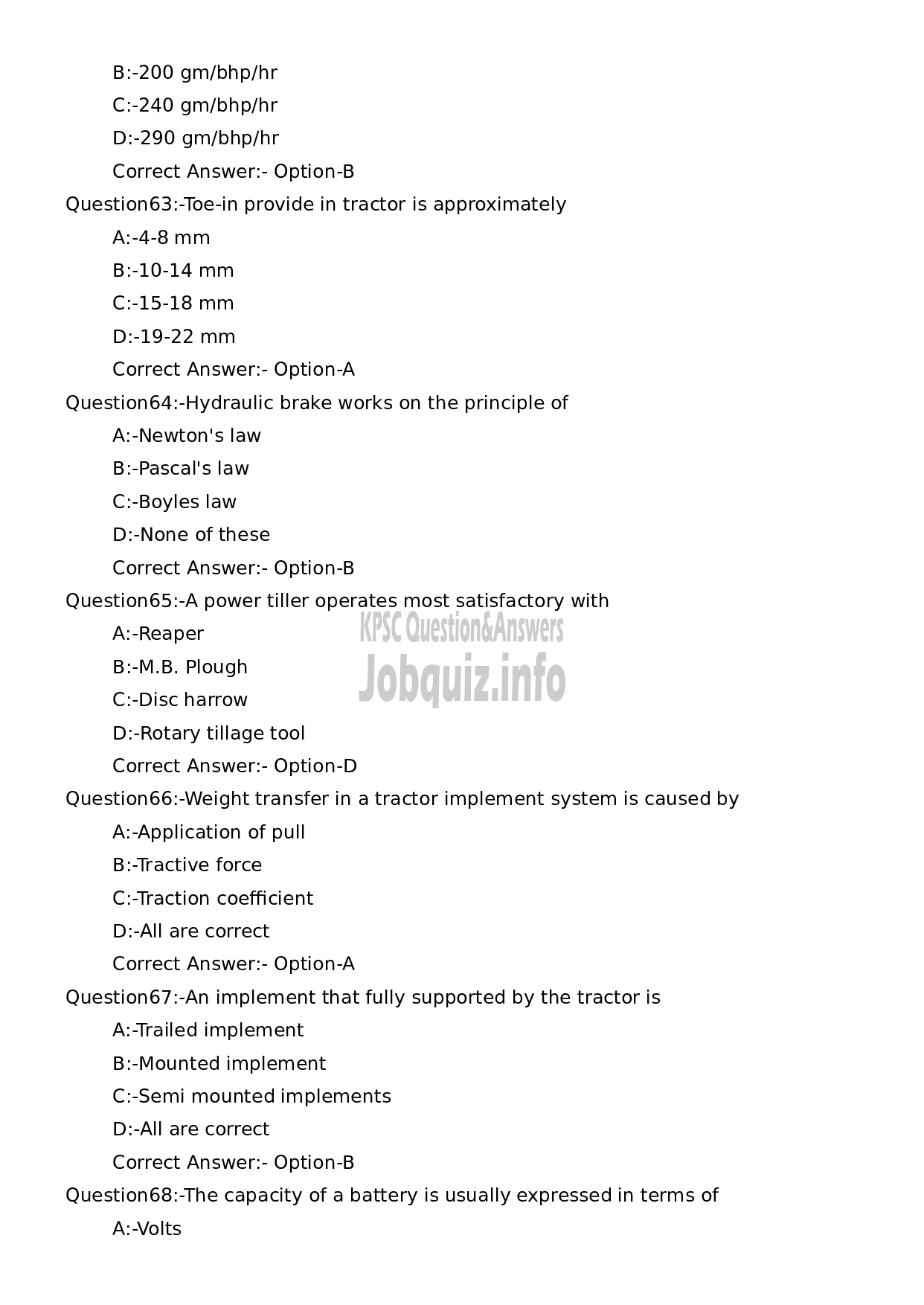 Kerala PSC Question Paper - Junior Instructor Mechanical Agricultural Machinery (SR for ST only)-12