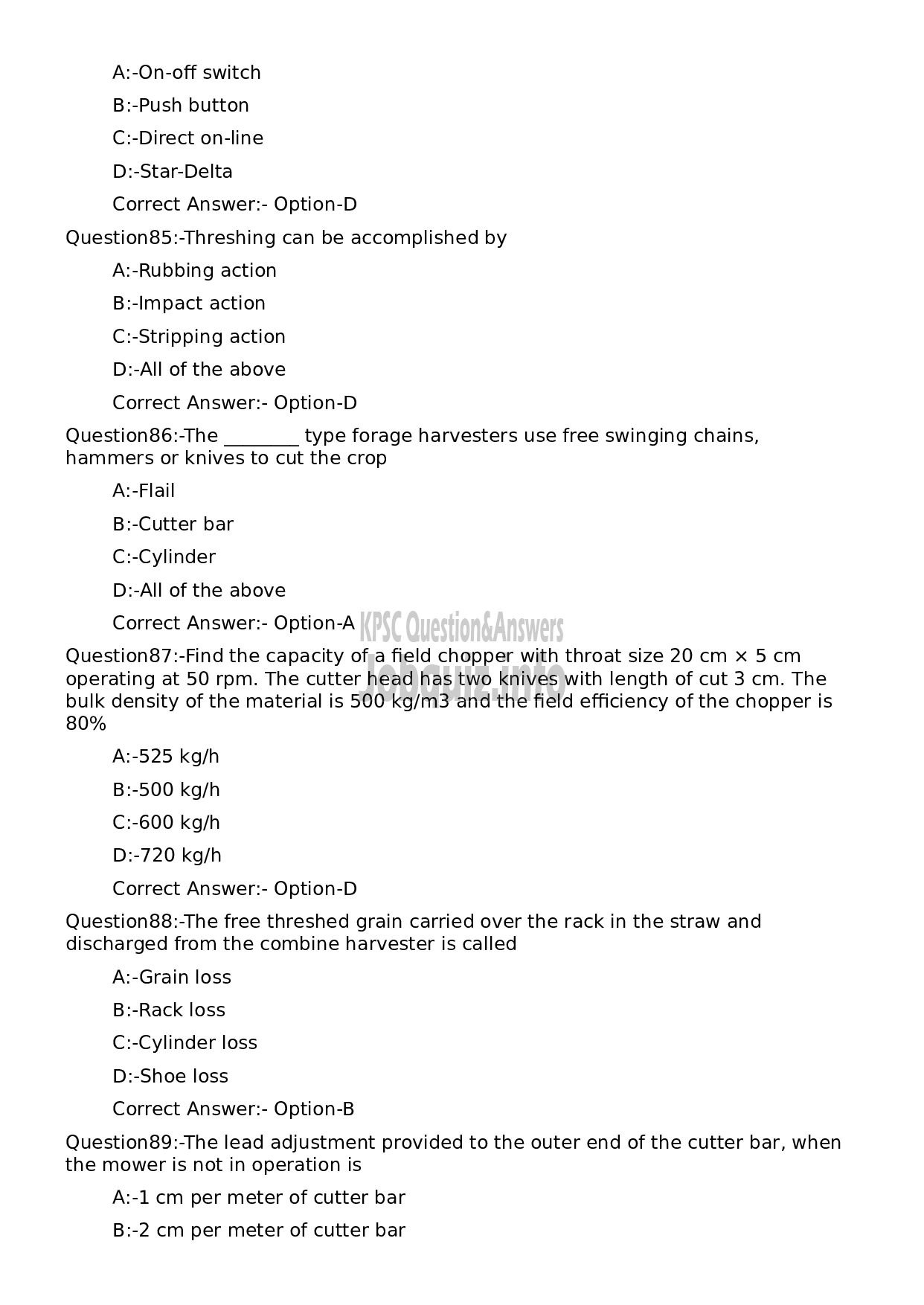 Kerala PSC Question Paper - Junior Instructor Mechanical Agricultural Machinery (SR for ST only)-16