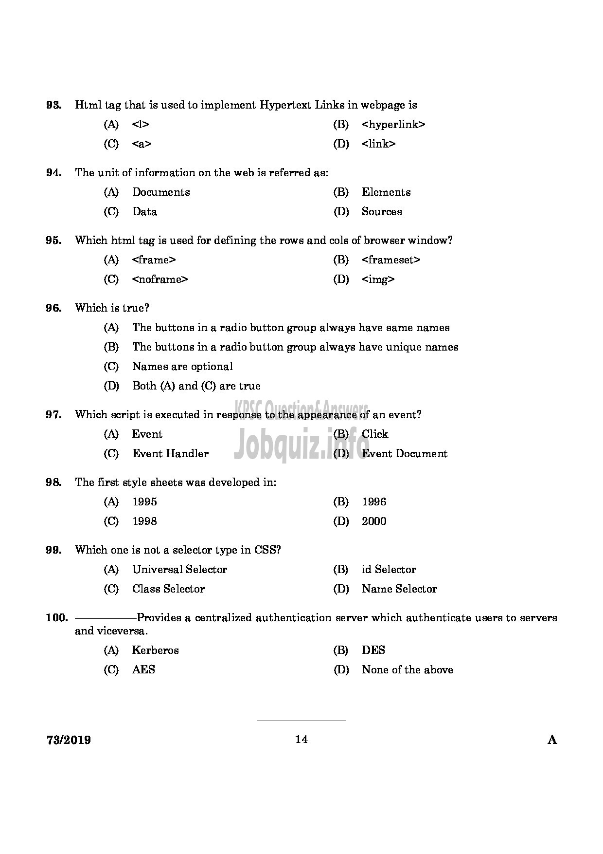 Kerala PSC Question Paper - Junior Instructor (Multimedia Animation And Special Effects) In Industrial Deve Dept English -12